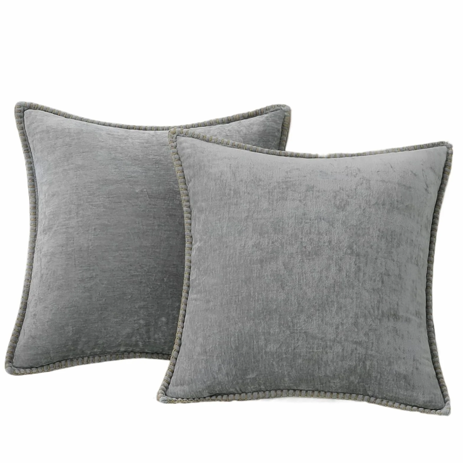 Fundas de Almohada de Pana, Funda de cojín Decorativa for sofá, hogar, Coche, Oficina, Hotel, 2 uds.(Gray,26X26inch(66x66cm))