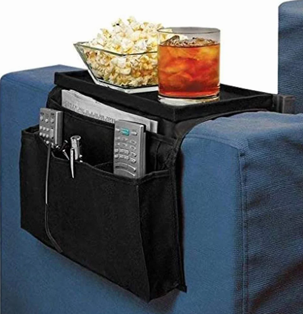 Organizador de reposabrazos para sofá Caddy TV, soporte almacenamiento teléfono, tabletas, revistas, libros, gafas