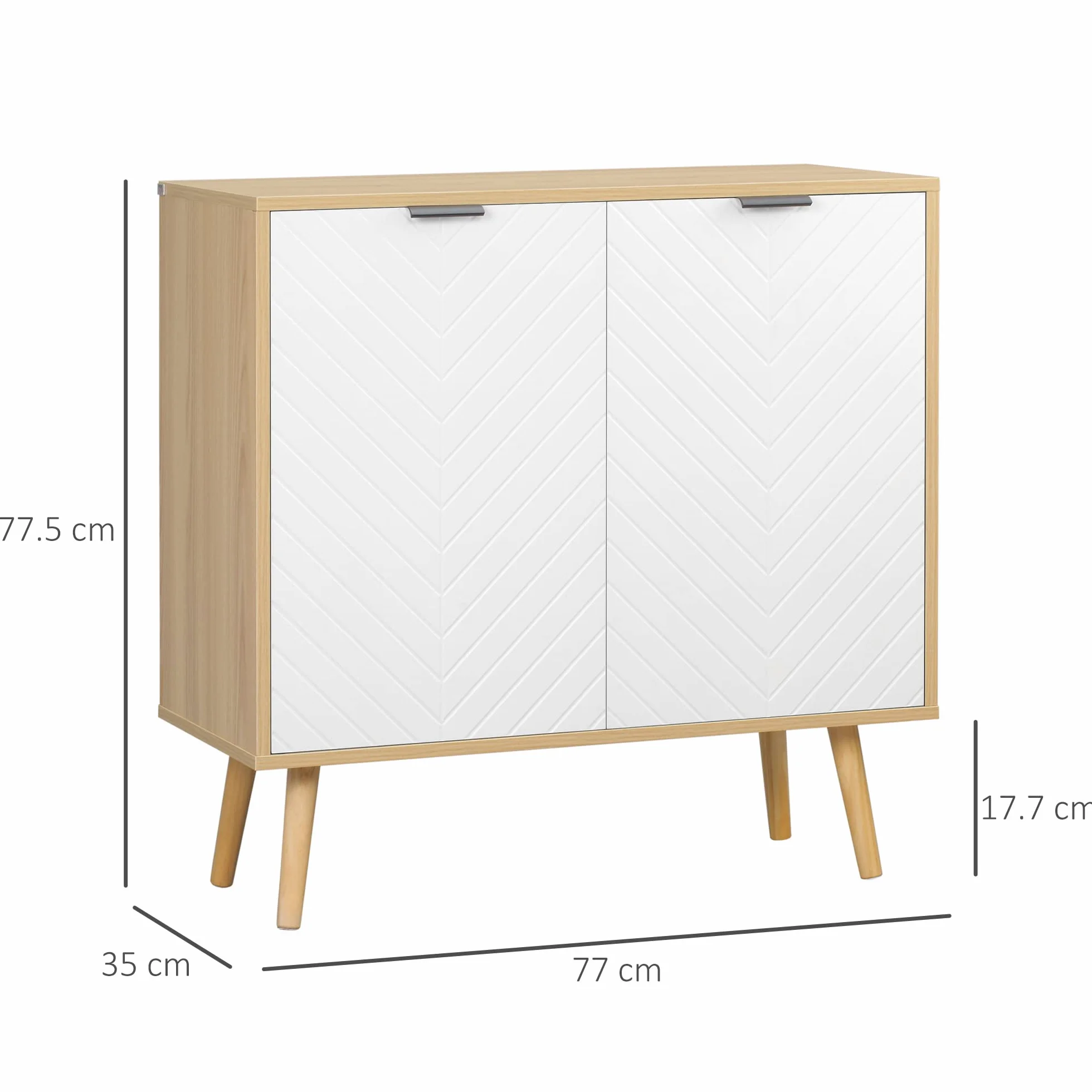 HOMCOM Moderno Armario Multiusos en Aglomerado y Madera de Pino con Estante Interno Ajustable en 3 Niveles, Mueble para Entrada Salón Cocina y Baño, 77x35x77,5 cm