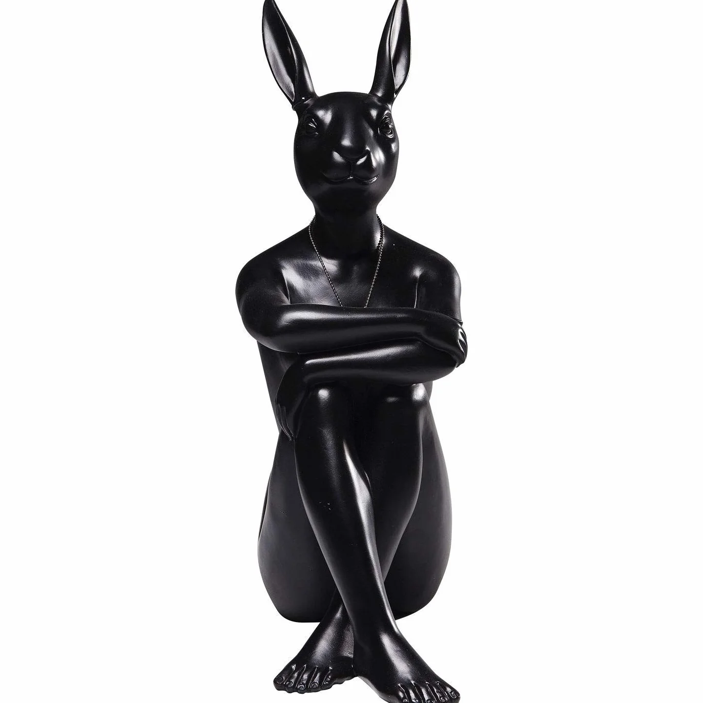 Kare Design figurita decorativa Conejo Gillie negro, objeto decorativo, motivo conejo, accesorio, salón, decoración para estanterías o aparadores, escultura decorativa, 39 x 26 x 15 cm (h/w/d)