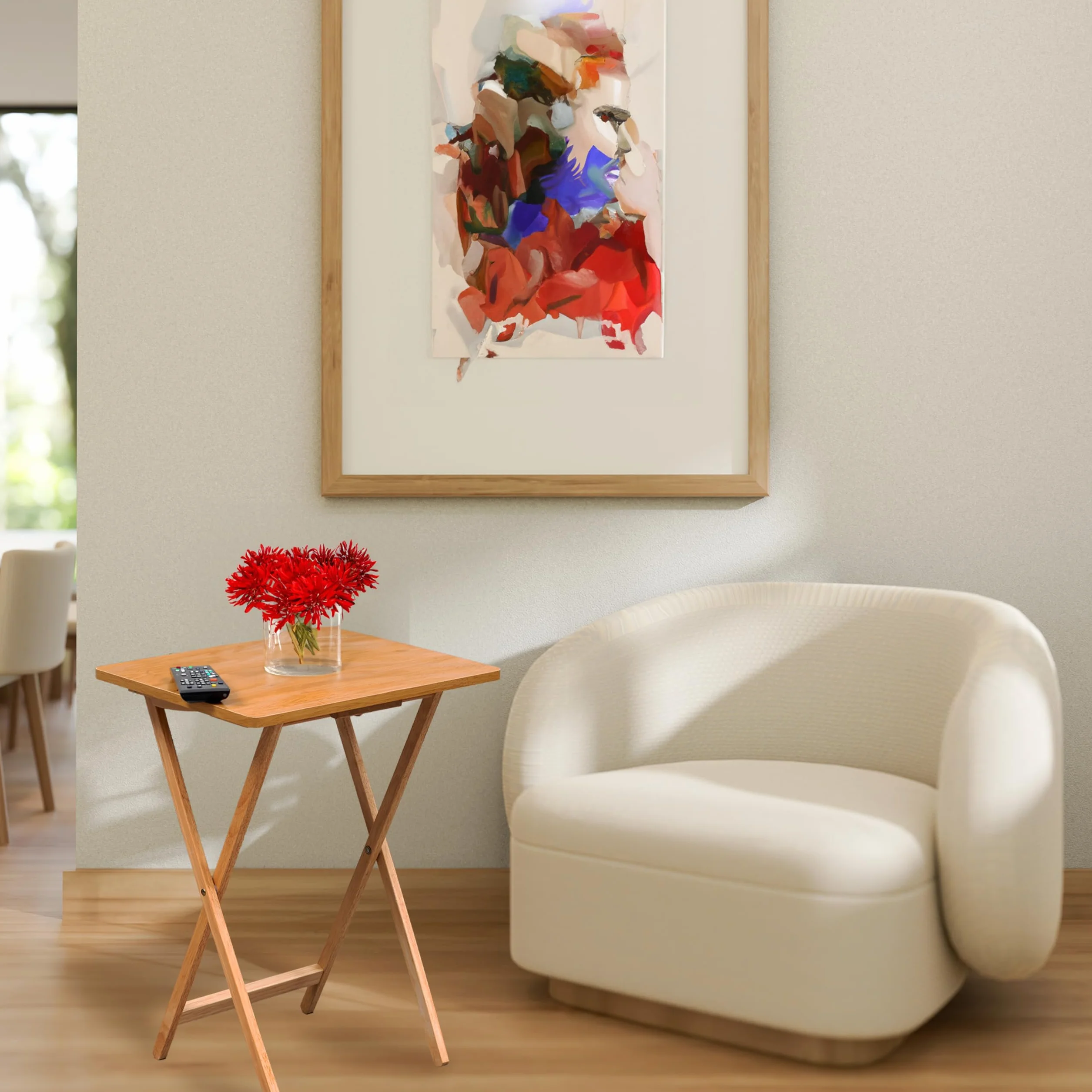 Premier Housewares - Mesa Auxiliar Plegable de Madera, 49 x 39 x 65 cm, Color marrón Claro