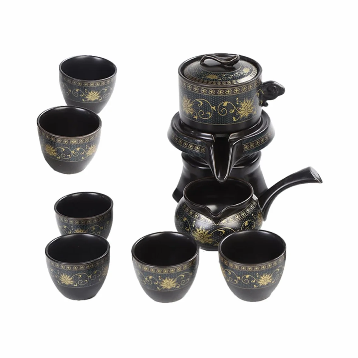 POPETPOP Juego de Tetera de Cerámica Clásica Taza para Oficina y Hogar, Diseño Semi-automático y Uso Múltiple, Set de Porcelana Elegante para Aficionados al Té