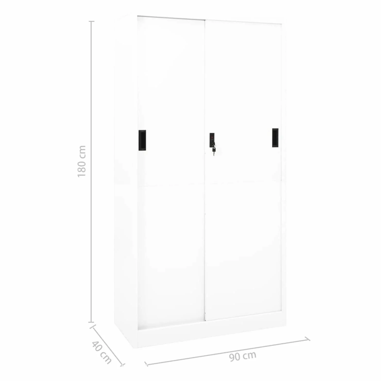 MOONAIRY Armario de Oficina Puerta corredera, Armario Metalico, Mueble Archivador, Armarios para Trasteros, Archivador Metalico, Acero Blanco 90x40x180 cm