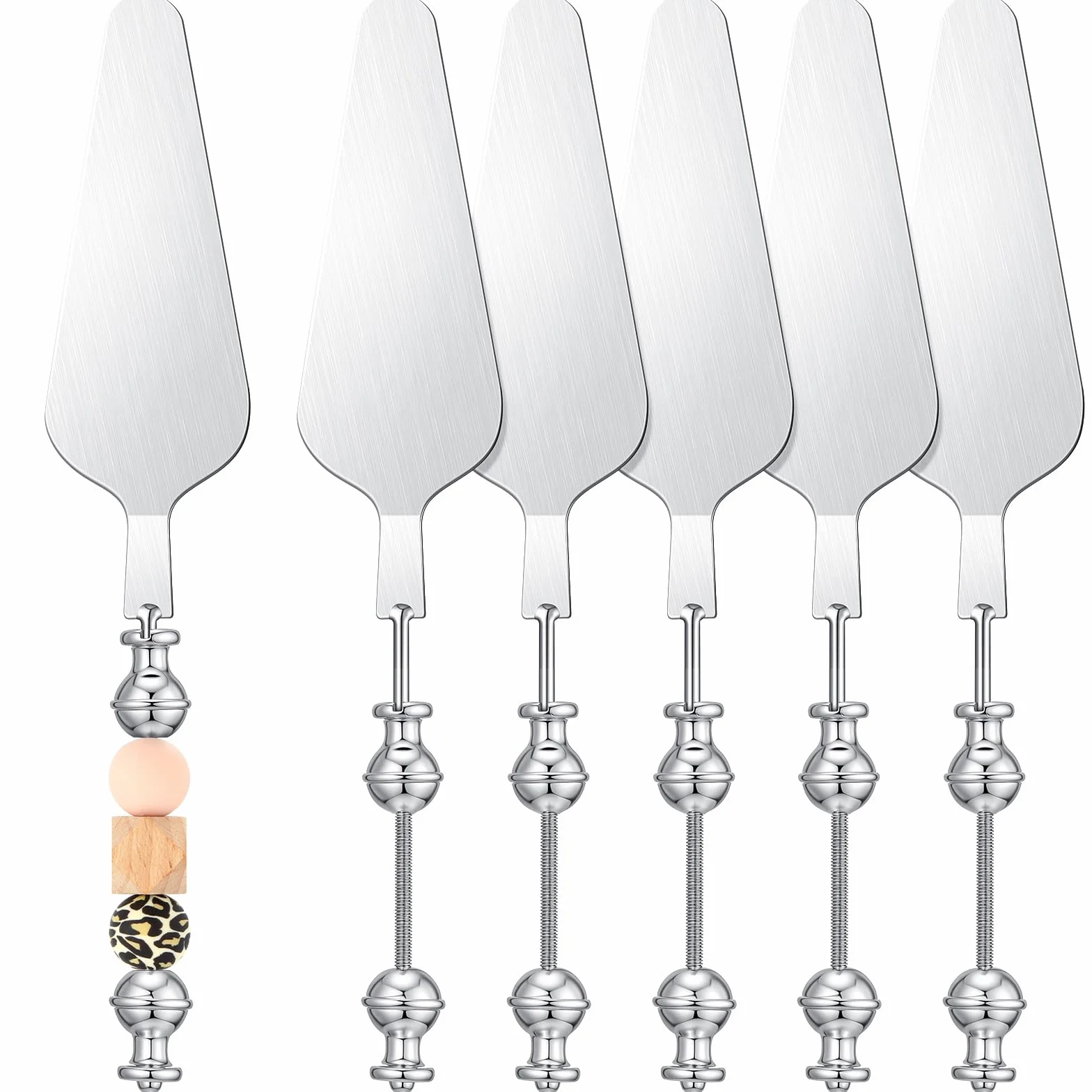 Honeydak 6 espátulas decorativas para servir tartas de pizza, de acero inoxidable, para cortar pizzas, postres, pasteles, bodas, Navidad, fiestas, 6 unidades