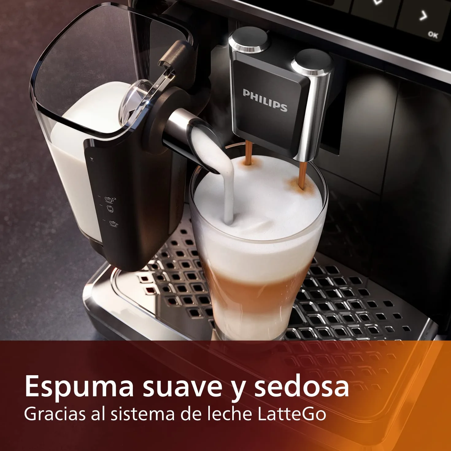 Philips Serie 5400 Cafetera Superautomática - Sistema de Leche LatteGo, 12 Variedades de Café, Pantalla Intuitiva, 4 Perfiles de Usuario, Negro (EP5441/50)