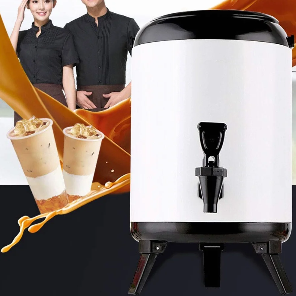 Barril Aislado Hervidor Bebidas Calientes, 8L/10L, Cubo de Termo Barril de Té con Leche, Doméstico y Comercial de Doble Capa, Mantener Caliente y Frío, 304 Acero Inoxidable