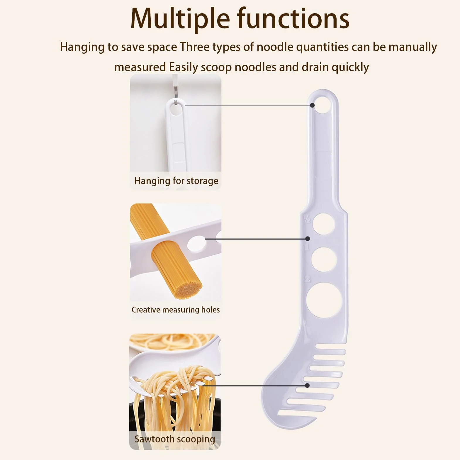 Medidor de Espaguetis Multifuncional 8x31.2 cm Utensilio de Cocina