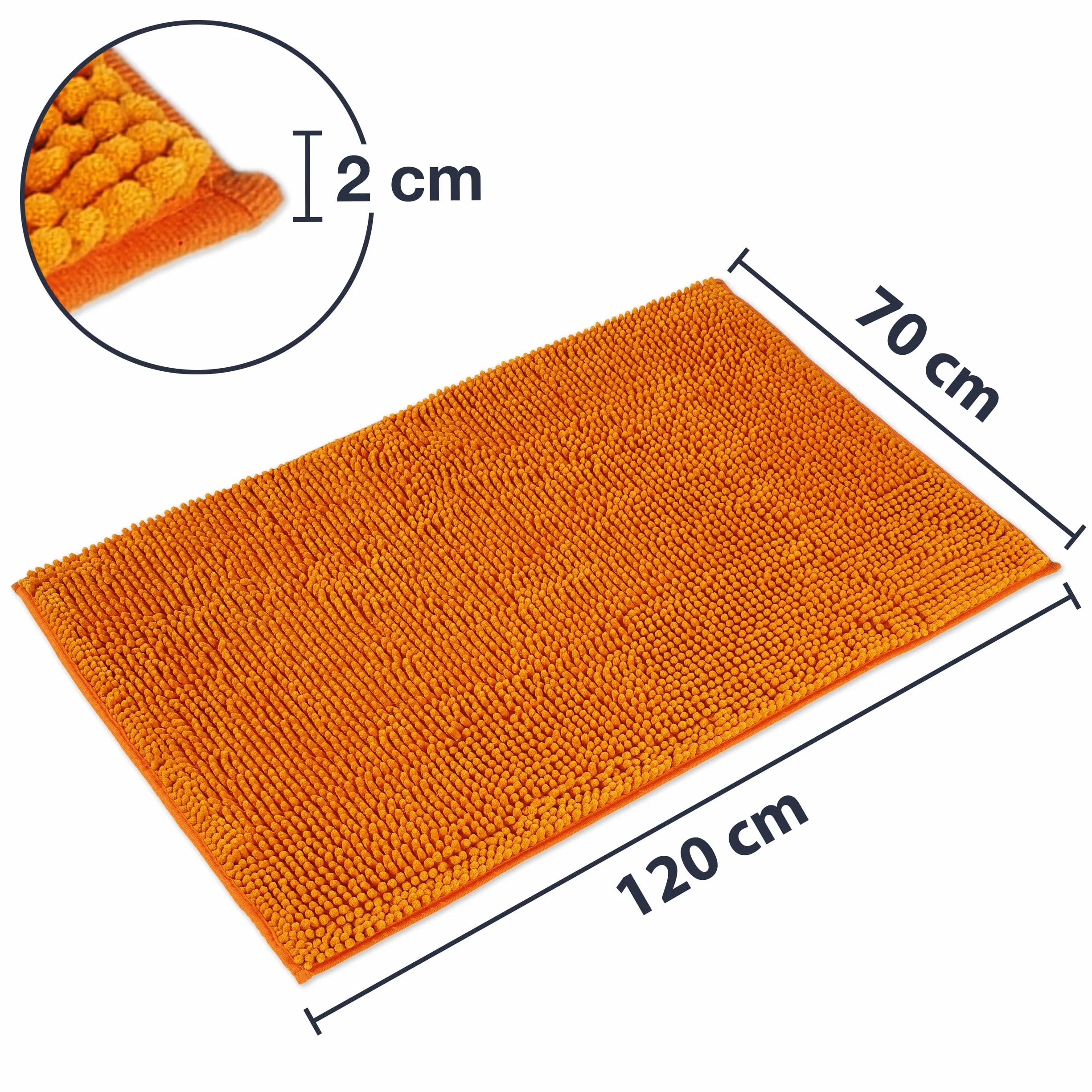 WohnDirect Juego de 2 alfombrillas de baño, color naranja, 70 x 120 cm, antideslizantes y lavables, alfombrilla de baño