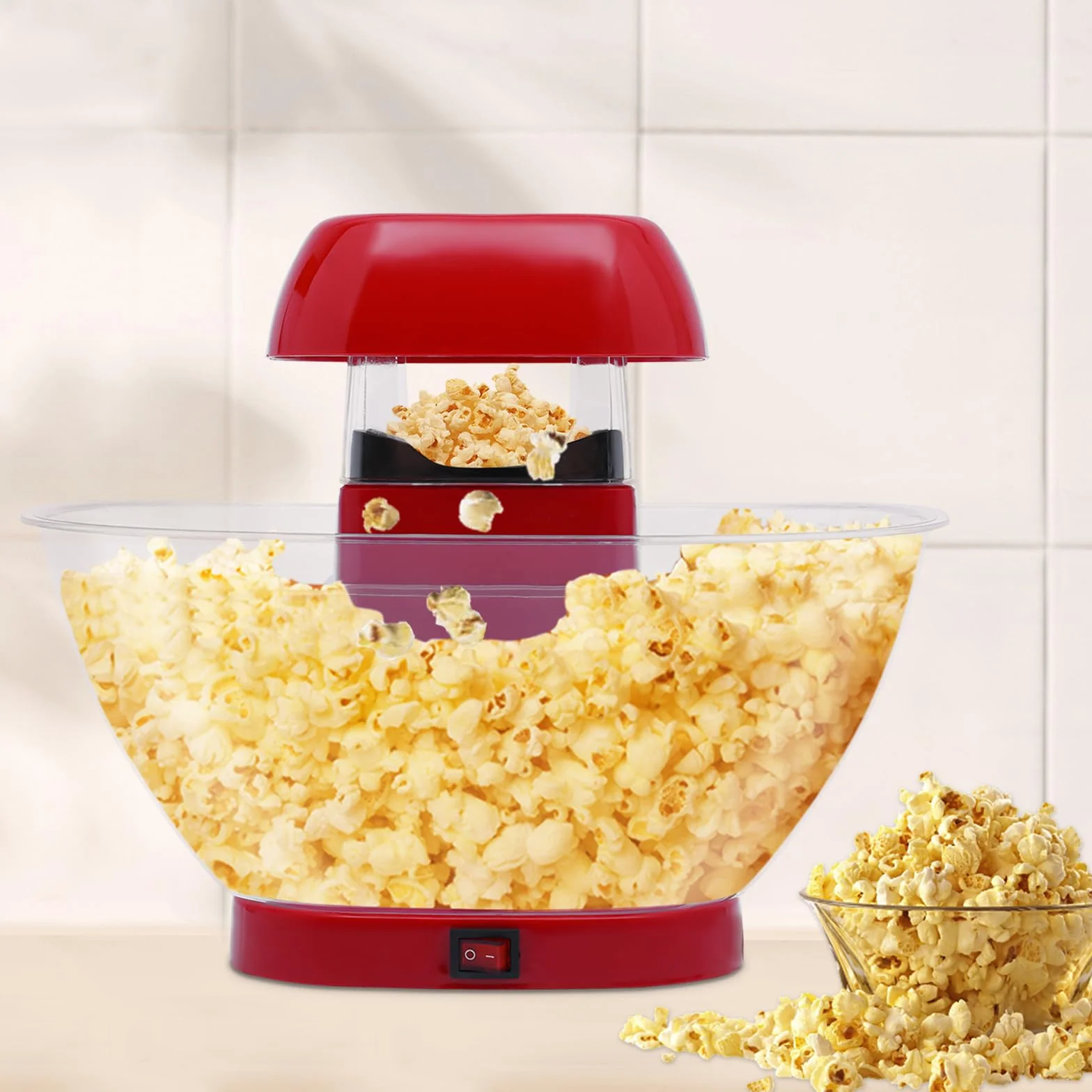 Aparatos de palomitas de maíz con palomitas de maíz, caja resistente, construcción estable, fácil de usar, palomitas estilo cine, termostato integrado, base calefactora, cocina, fiesta de