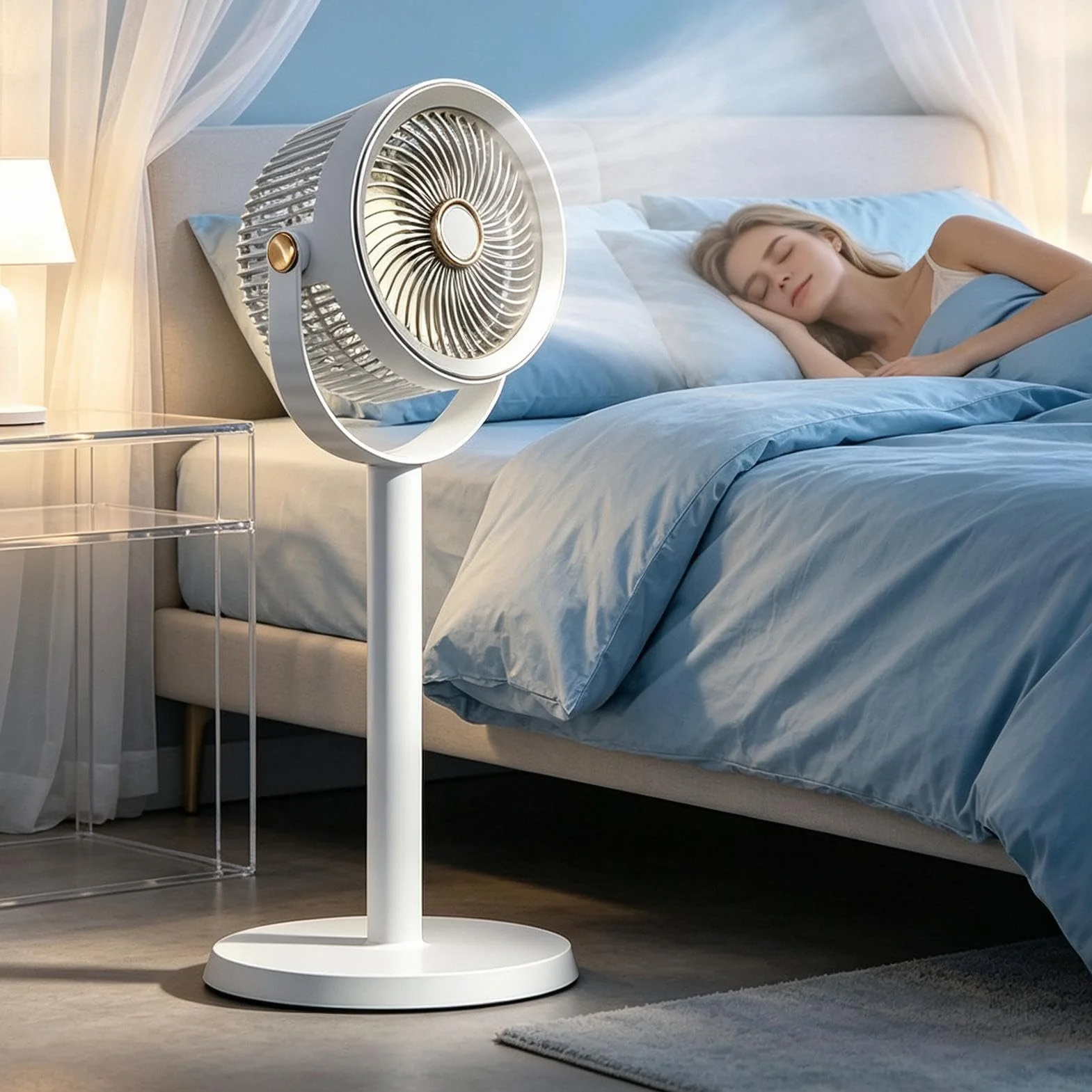 Ventilador vertical Soplador De Verano Silencioso Y Recargable Con 5 | Ventilador de suelo bajo consumo Para Salón, Oficina, Hogar, Cocina, Interior, Exterior Y Camping