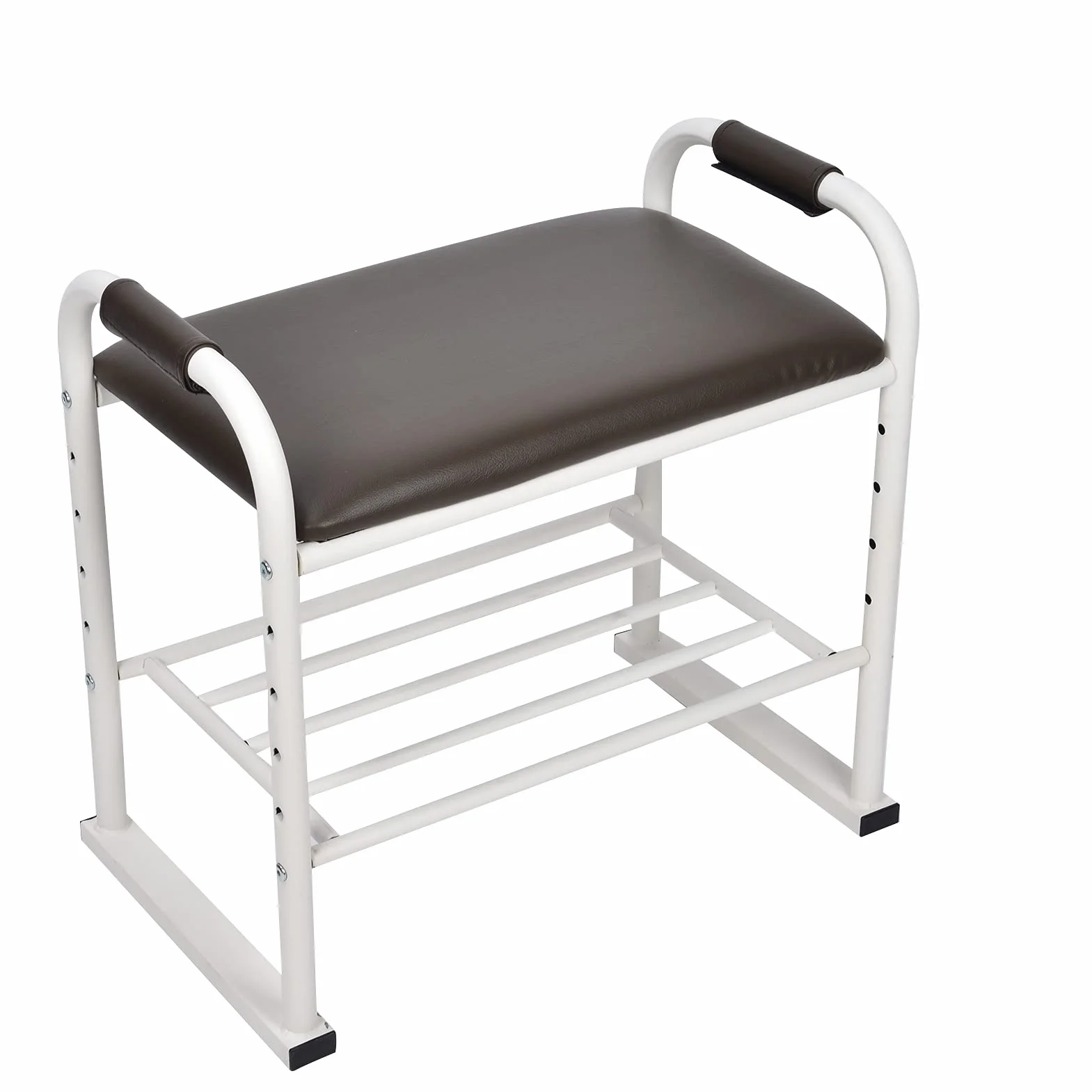 Ejoyous Banco para Zapatos con Cojín de Esponja Zapatero Tubo de Hierro y Taburete de Almacenamiento de Madera Compuesta 54,5 X 58 X 36 Cm Carga de 150 Kg para Entrada Pasillo Sala de Estar Dormitorio