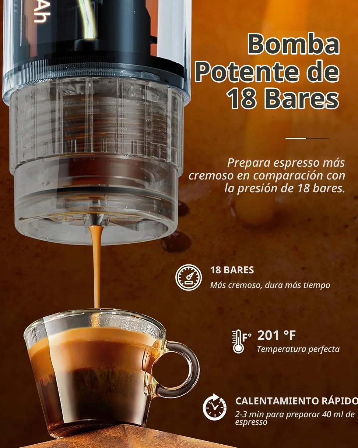 CONQUECO Máquina de café expreso portátil – Cafetera eléctrica de viaje con batería – para 12 V coche y camión y camping – Compatible con la cápsula Nespresso y la cápsula L'or
