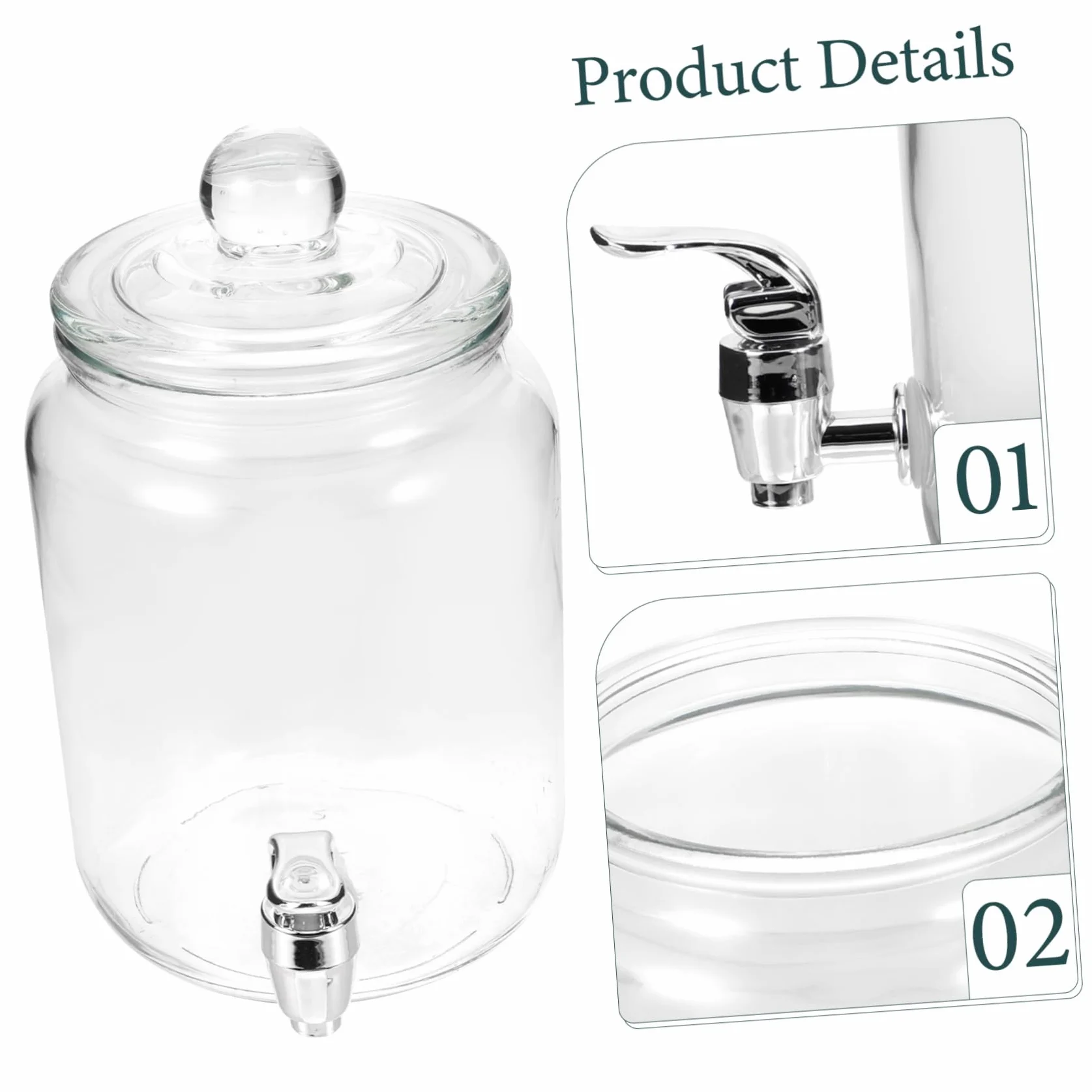 ULTECHNOVO Dispensador de Bebidas con Grifo de Vidrio Claro, Botella para Almacenar Vino con Diseño Simple y Práctico, Adecuado para Uso en Casa o Eventos
