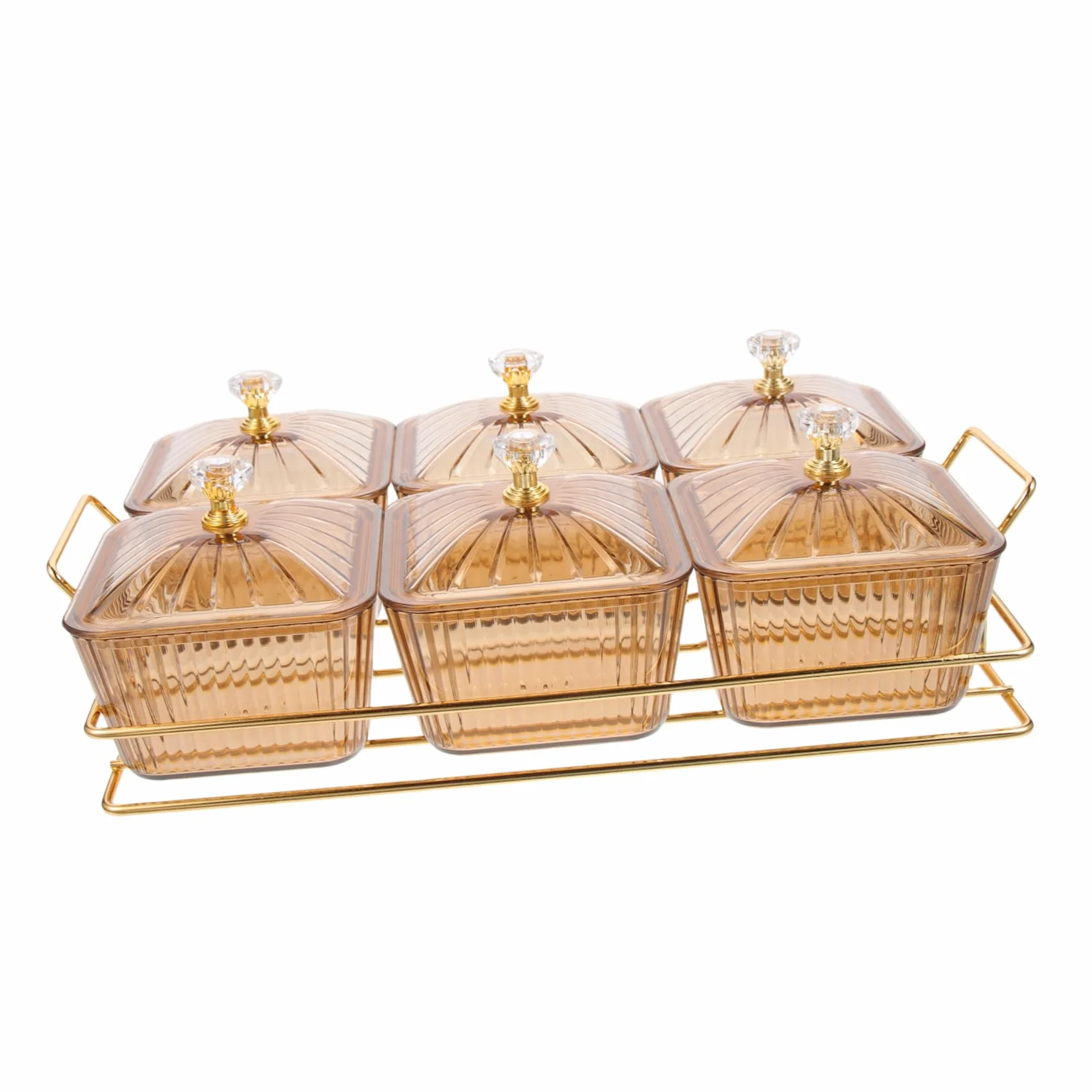 Gatuida Bandeja de Hierro Servir con Dorada Aperitivos para 6 Compartimentos Diseño Moderno y Multifuncional Adecuado para Bodas y Reuniones para Snacks y Frutas