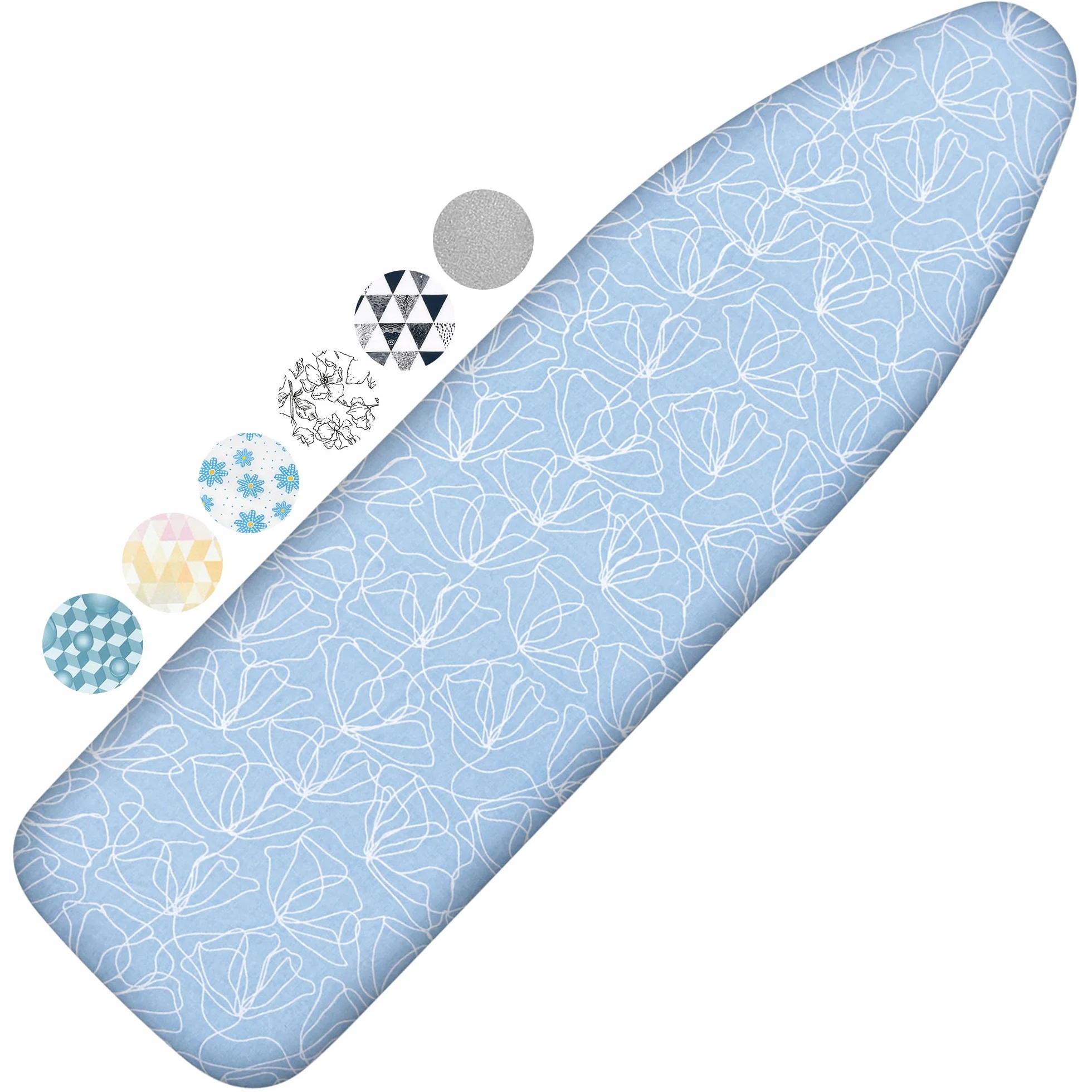 Dalykate Funda para tabla de planchar de 15 x 54 pulgadas con borde elástico y resistente a las quemaduras y a las manchas, acolchado grueso, 4 cierres y paño protector de malla