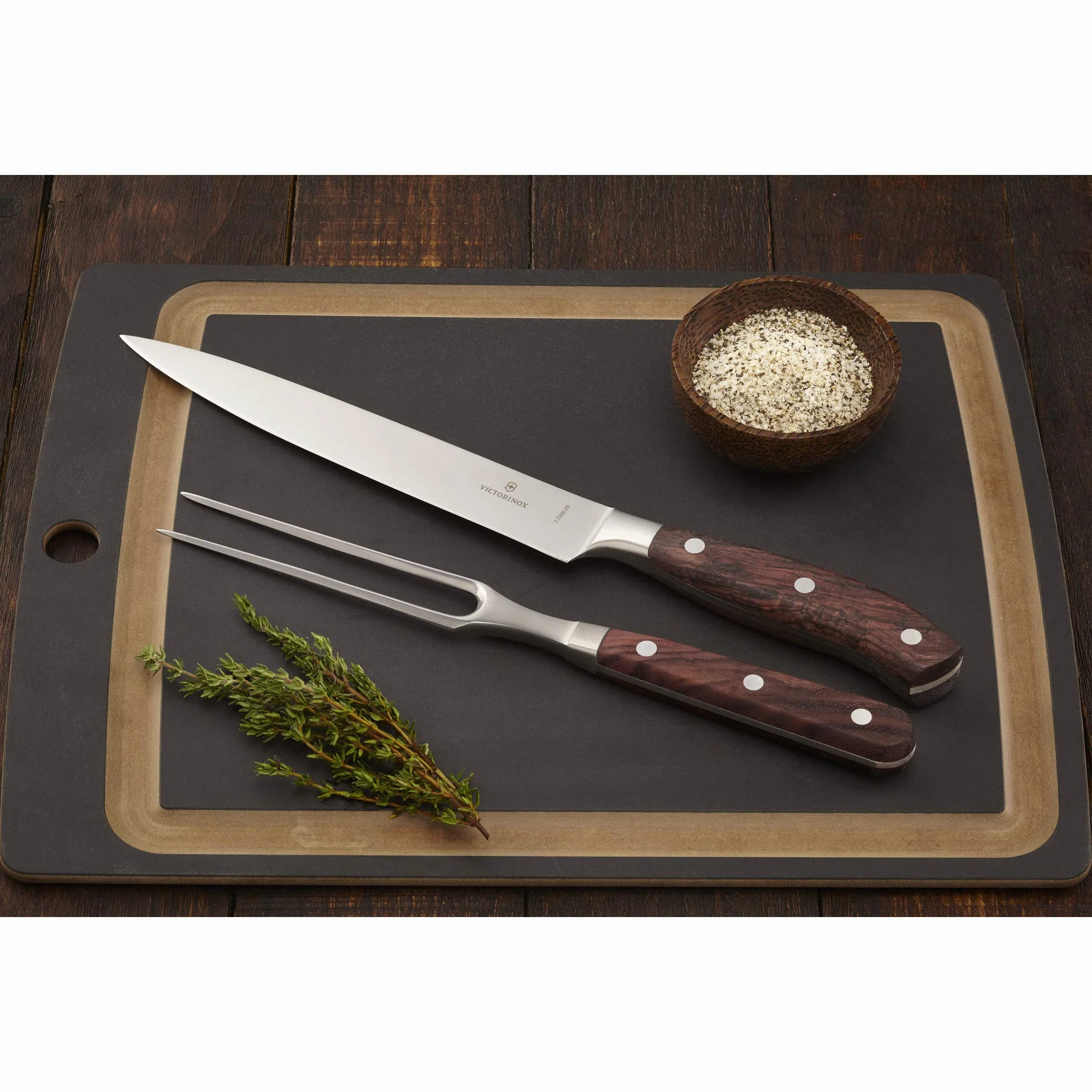 Victorinox Grand MaÎtre Set para trinchar, 2 piezas, Cuchillo y Tenedor para trinchar, Hoja extra afilada, Madera, Regalo