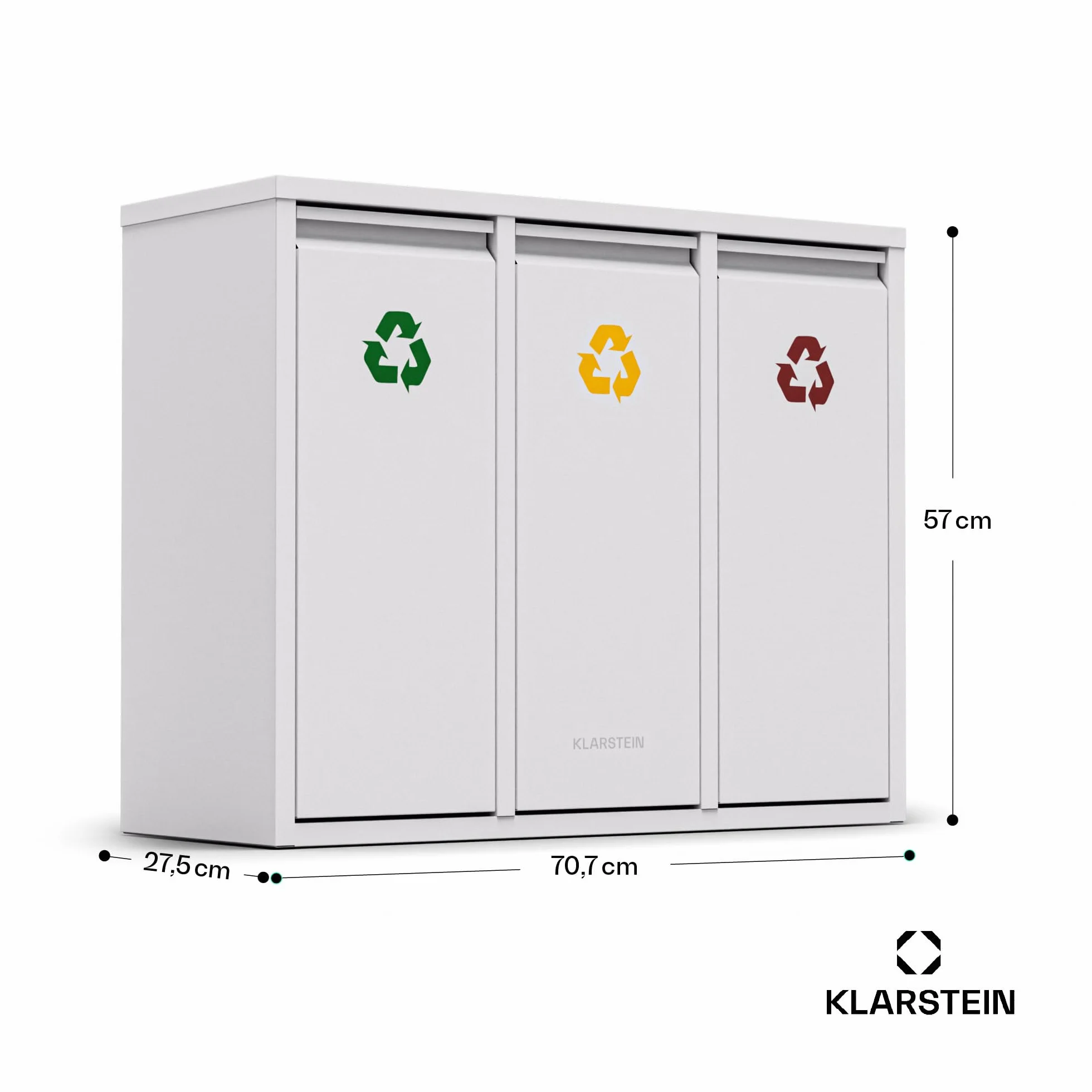 KLARSTEIN Ordnungshüter 3 Cubo de basura cocina - 45L separación de residuos, 3 cubos de 15L, acero inoxidable, extraíbles, papelera cocina