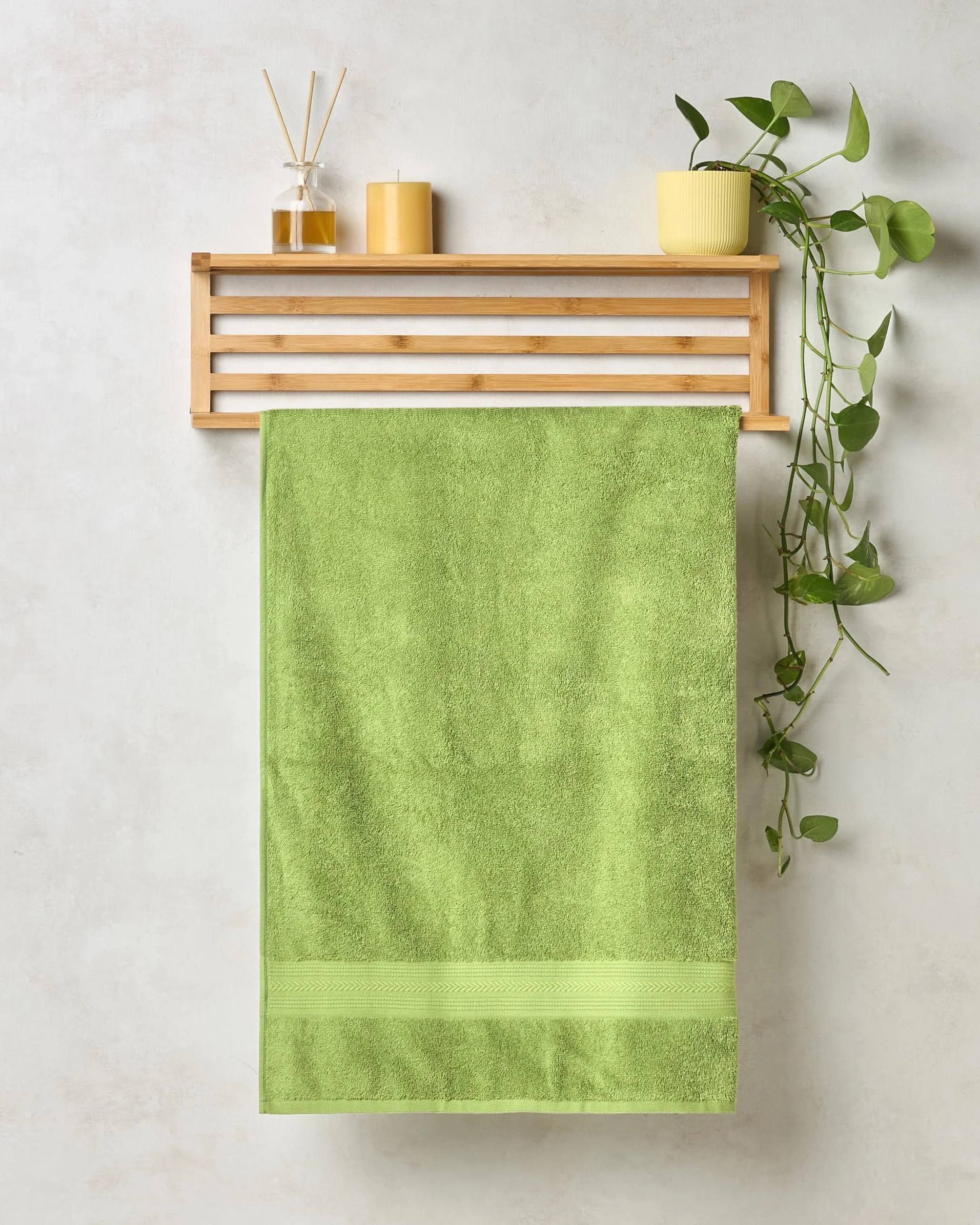 Himeya Toallas de baño 100 % algodón, toalla de baño de tamaño grande, 500 g/m², 1 toalla de baño para hombres y mujeres, 70 cm x 140 cm, color verde oliva