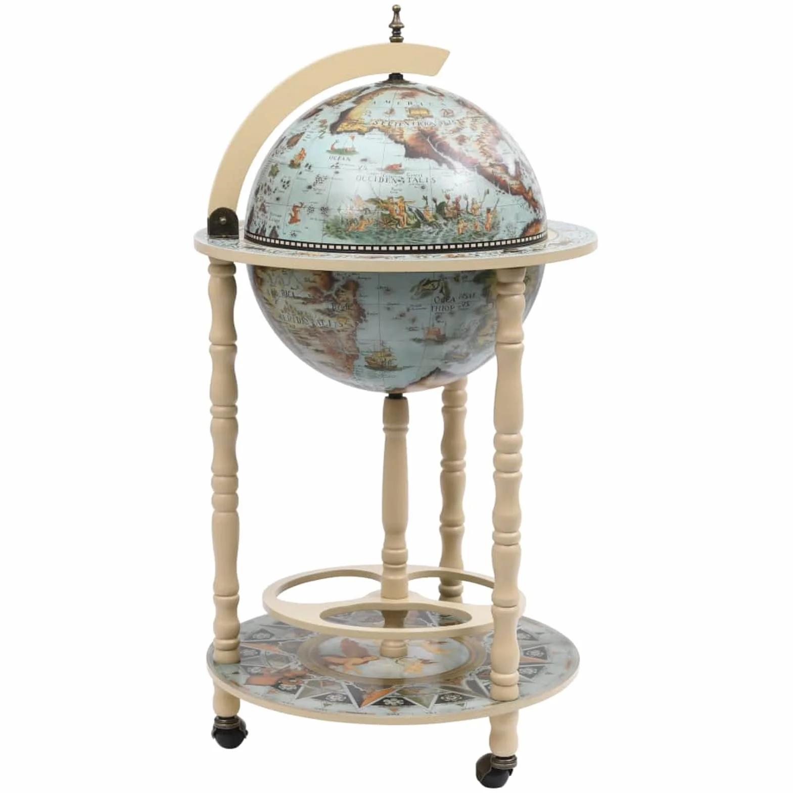 Homgoday Globe Bar 887 - Soporte para vino (madera de eucalipto), color azul