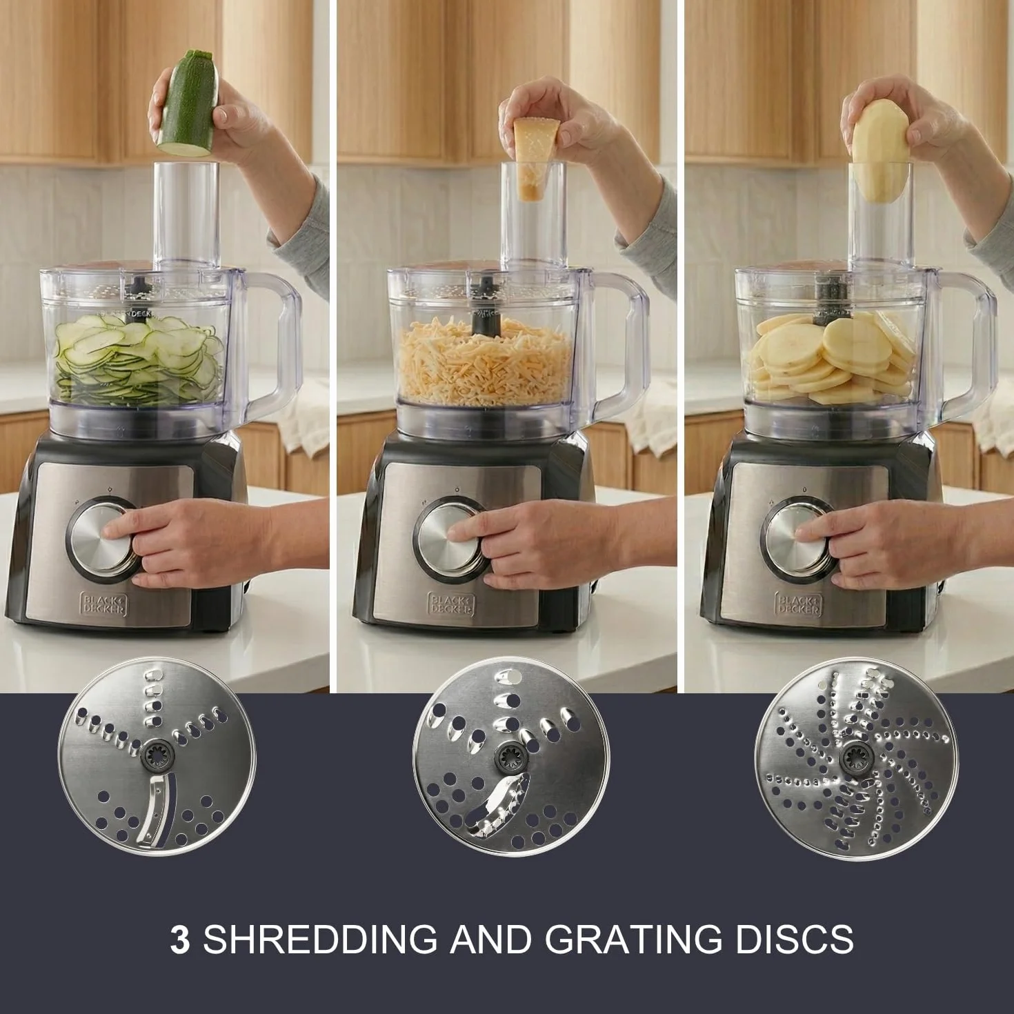 BLACK+DECKER – Procesador De Alimentos BXFPA1200E | 1200W | Jarra 1.5L | 2 Velocidades + Turbo | +8 Accesorios | Inox Antihuellas | Cuchillas Y Discos INOX | BPA Free | Antideslizante
