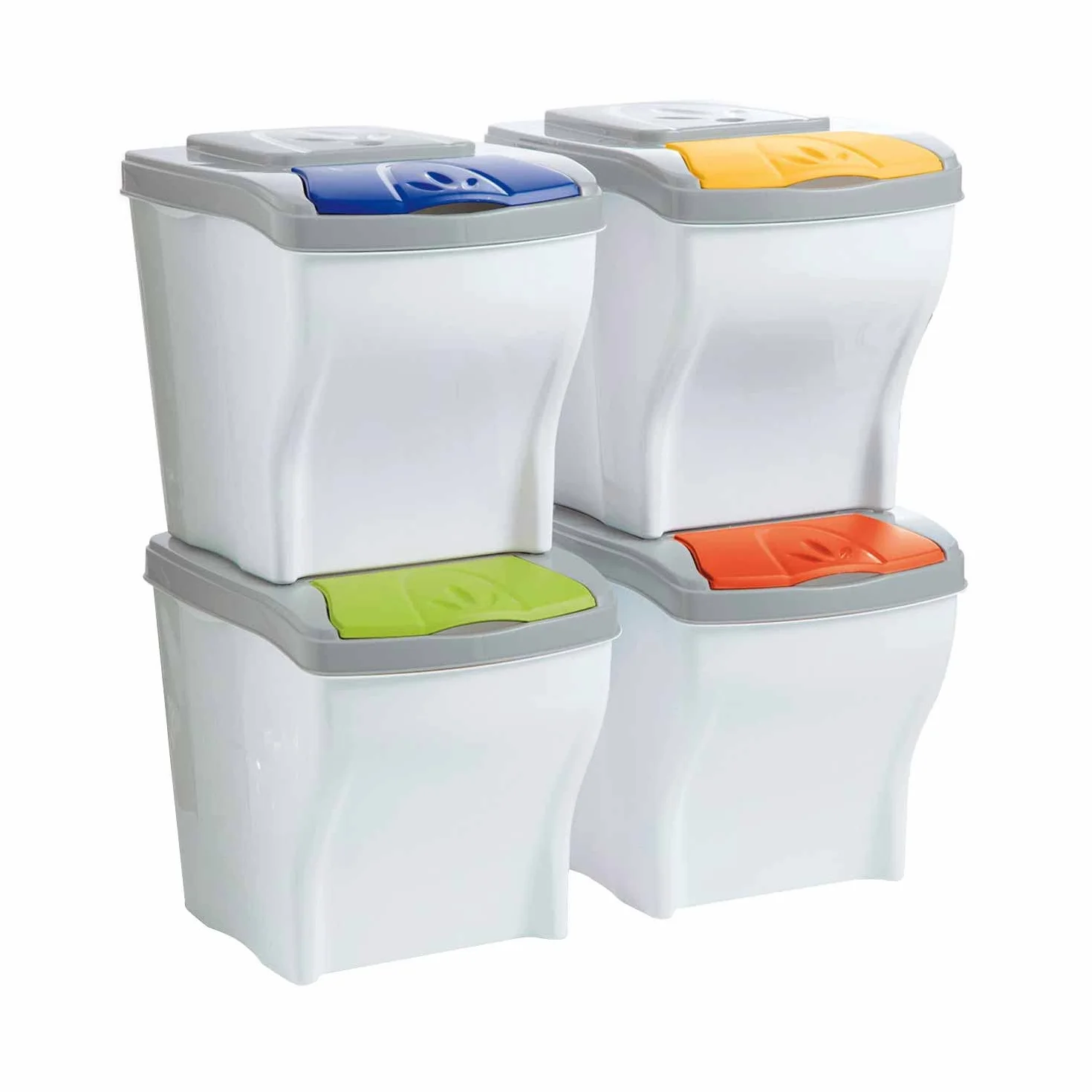Bama Poker - Conjunto de 4 cubos modulares para la basura, 20 Litros