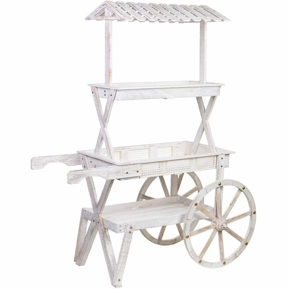 WANDERLUST DECO Carro expositor-estantería de madera 143x60x170h cm
