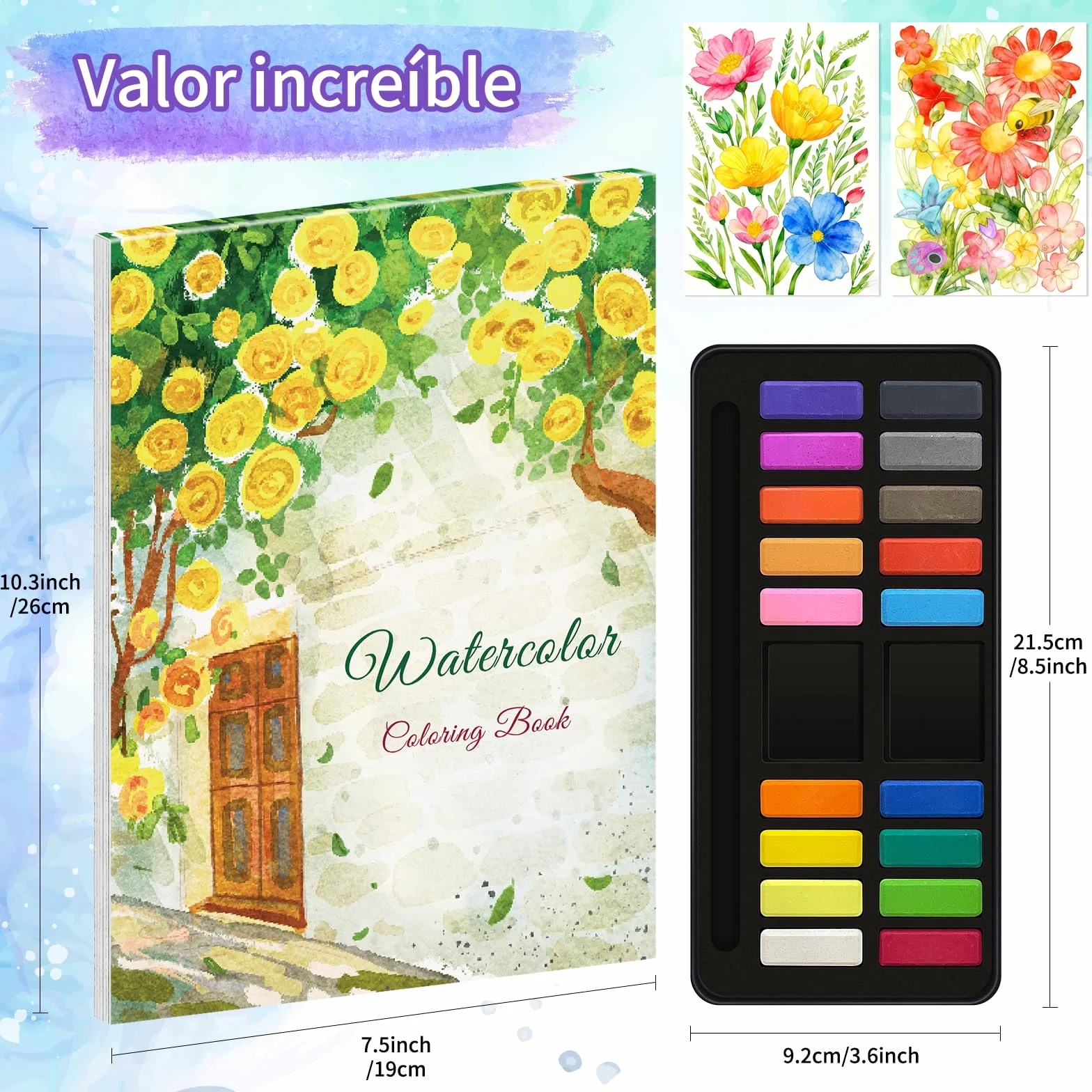 Elfew Libro de Acuarela 18 Colores, Juego de Pintura para Adultos y Principiantes