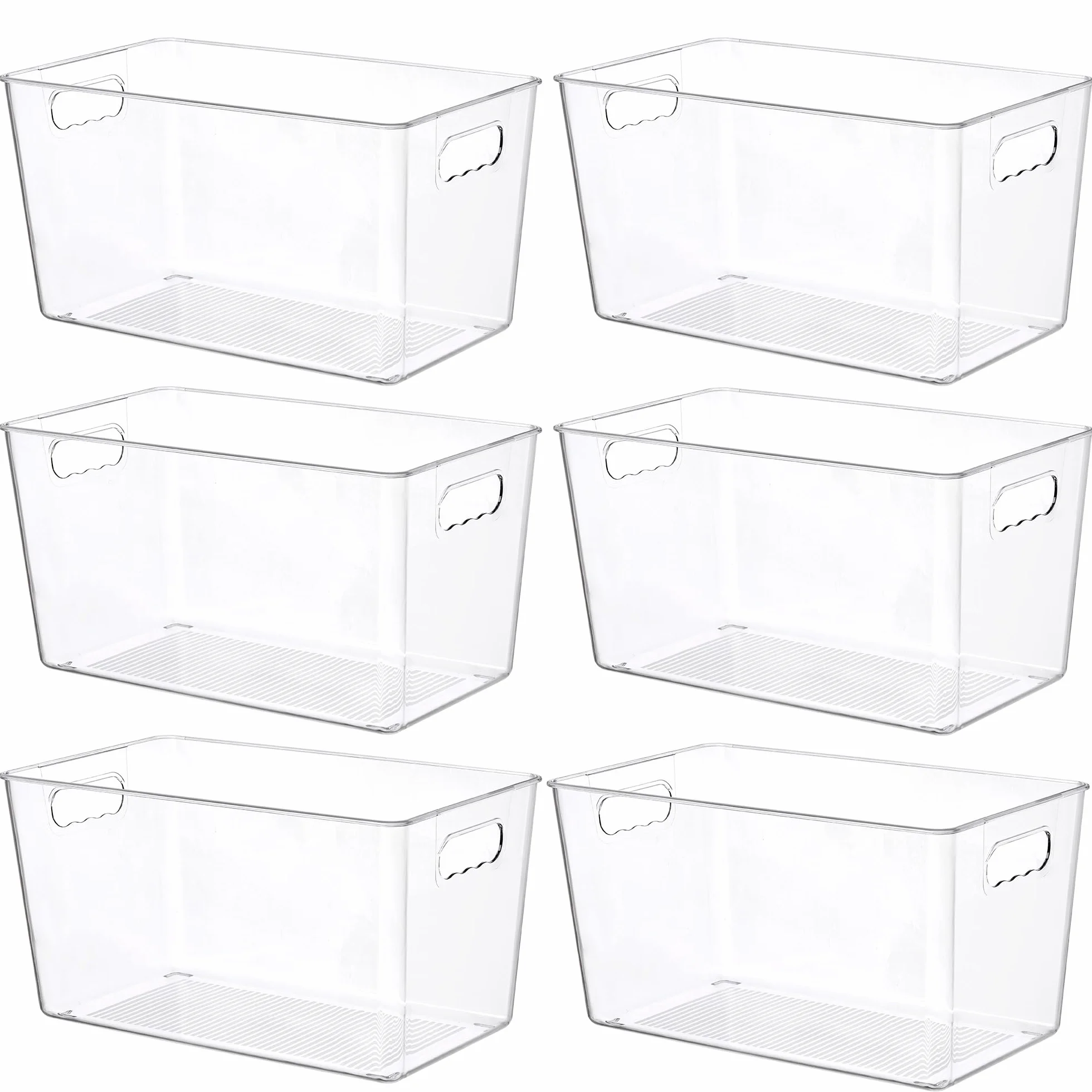 Vtopmart 6 contenedores de almacenamiento de plástico transparente, contenedores organizadores de despensa con asa para refrigerador, nevera, armario, cocina, encimeras, armarios, organización y