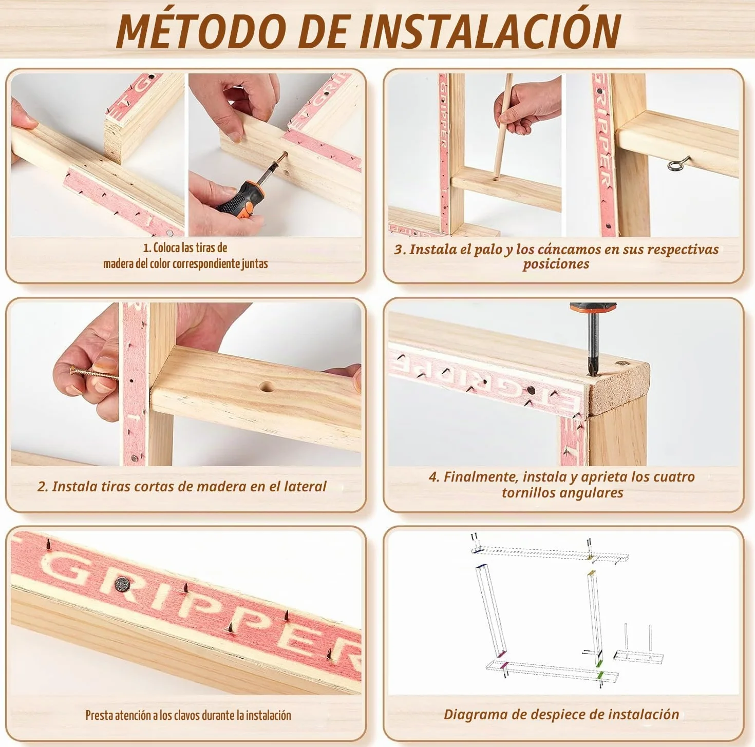 BESGEER 29,5" x 29,5" Marco de Tapiz y Tufting para la Fabricación de Alfombras