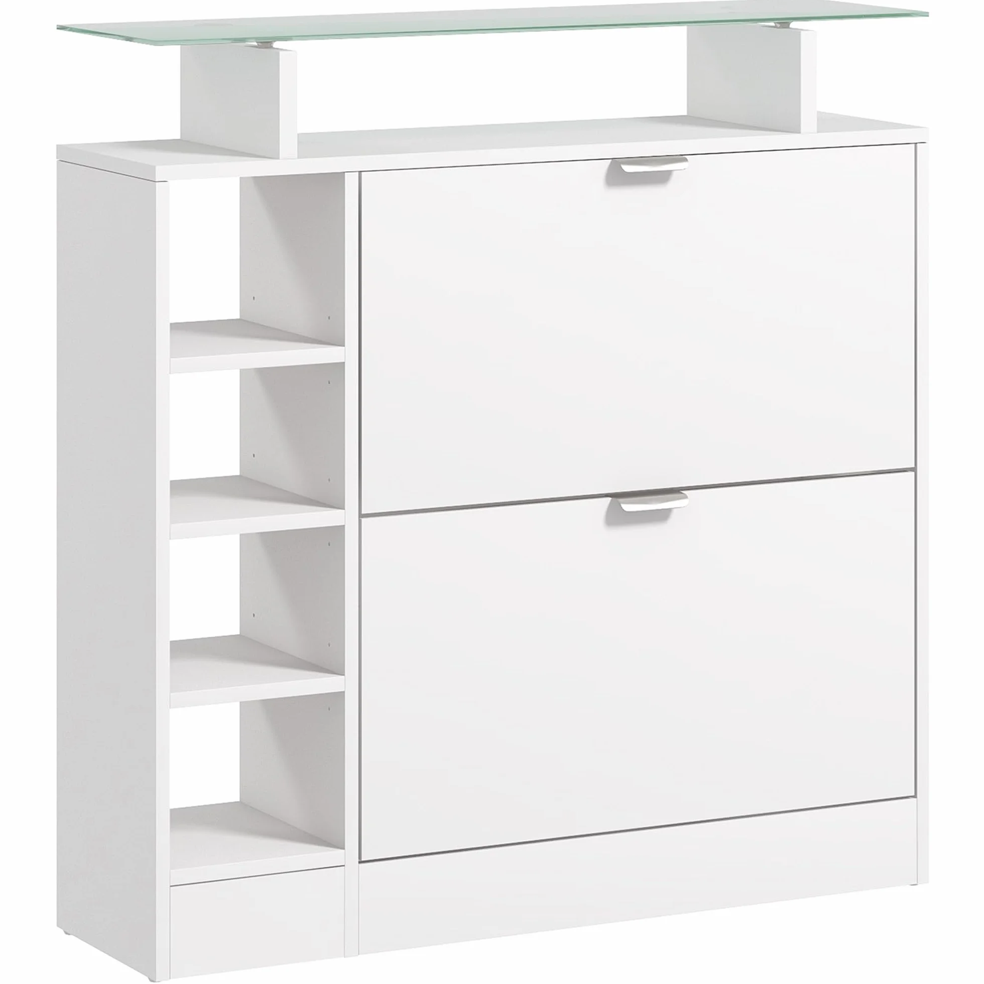 HOMCOM Zapatero Moderno de Entrada con Cajones Abatibles y Estantes Ajustables para 12 Pares de Zapatos, Estrecho para Pasillo y Recibidor 89x25x92 cm Blanco