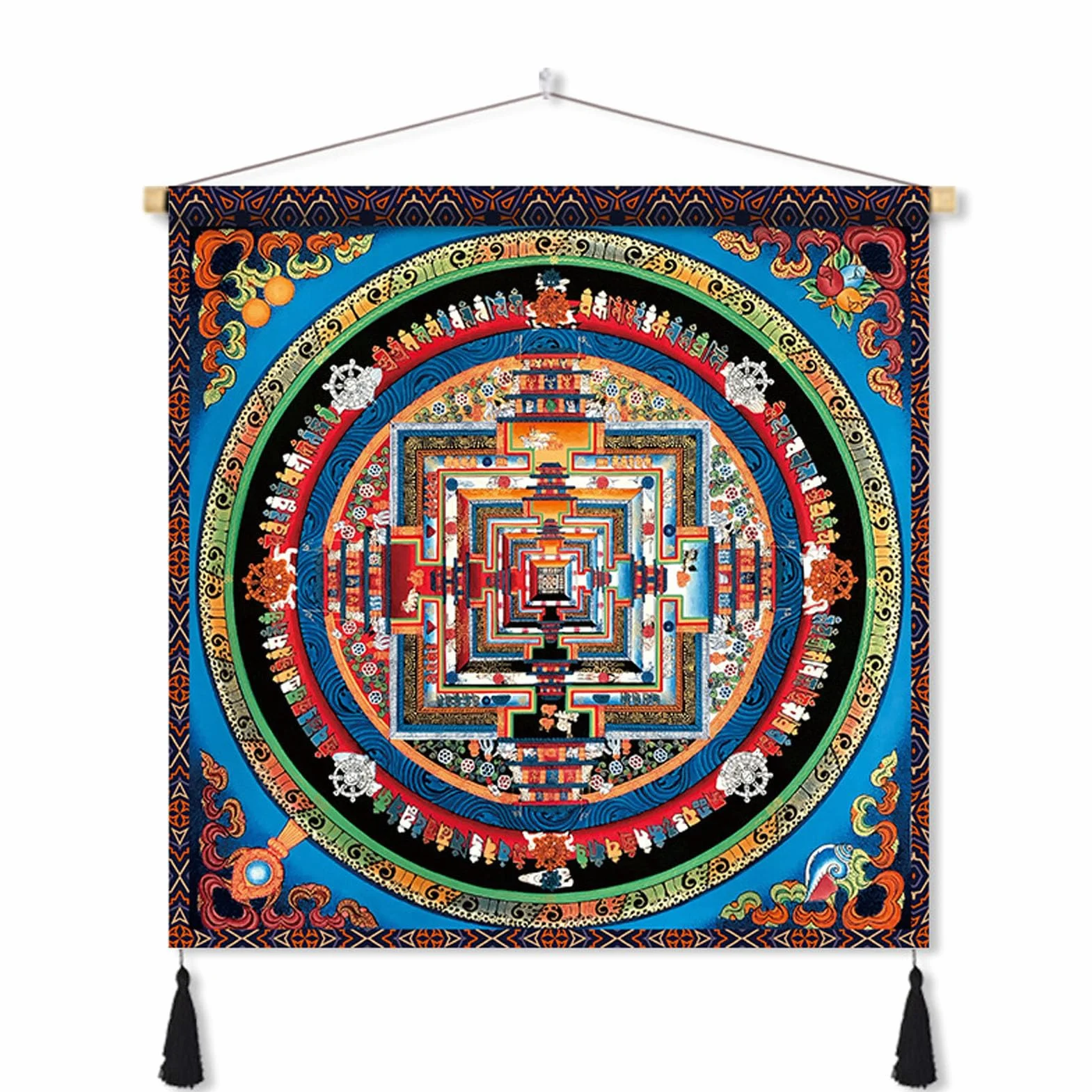 Tapiz Tibetano Nepales-Tejido Grueso Algodón-Lino Mandala,Decoración de Altar Budista Opaco para Entrada Sala Dormitorio,Lavable,M,120 * 120cm