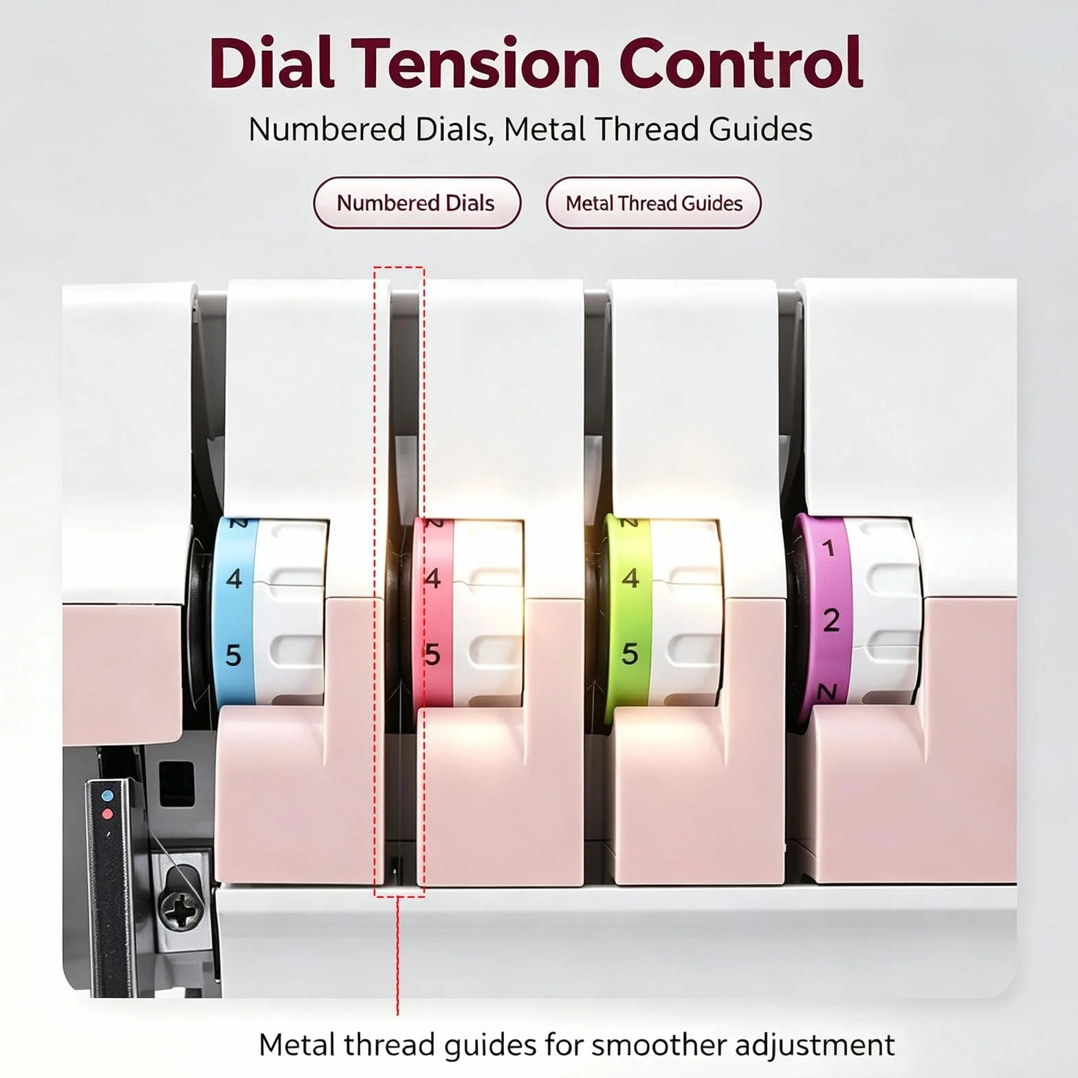 Máquina de coser for principiantes, máquina de coser eléctrica portátil | 4 programas de puntada, luz LED, doble velocidad, pedal y enhebrador automático for reparaciones de ropa en el hogar