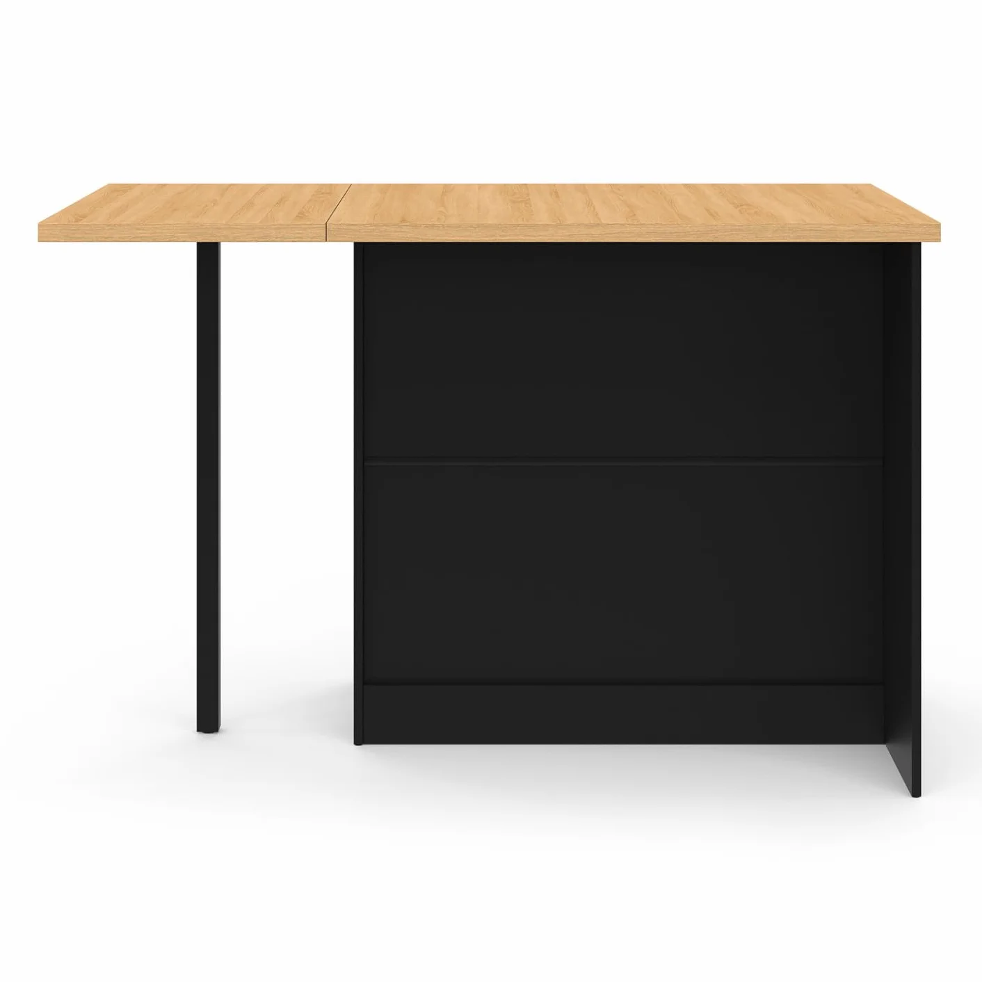 IDMarket – Ilot Central Cesar 140 cm madera negra con encimera de haya