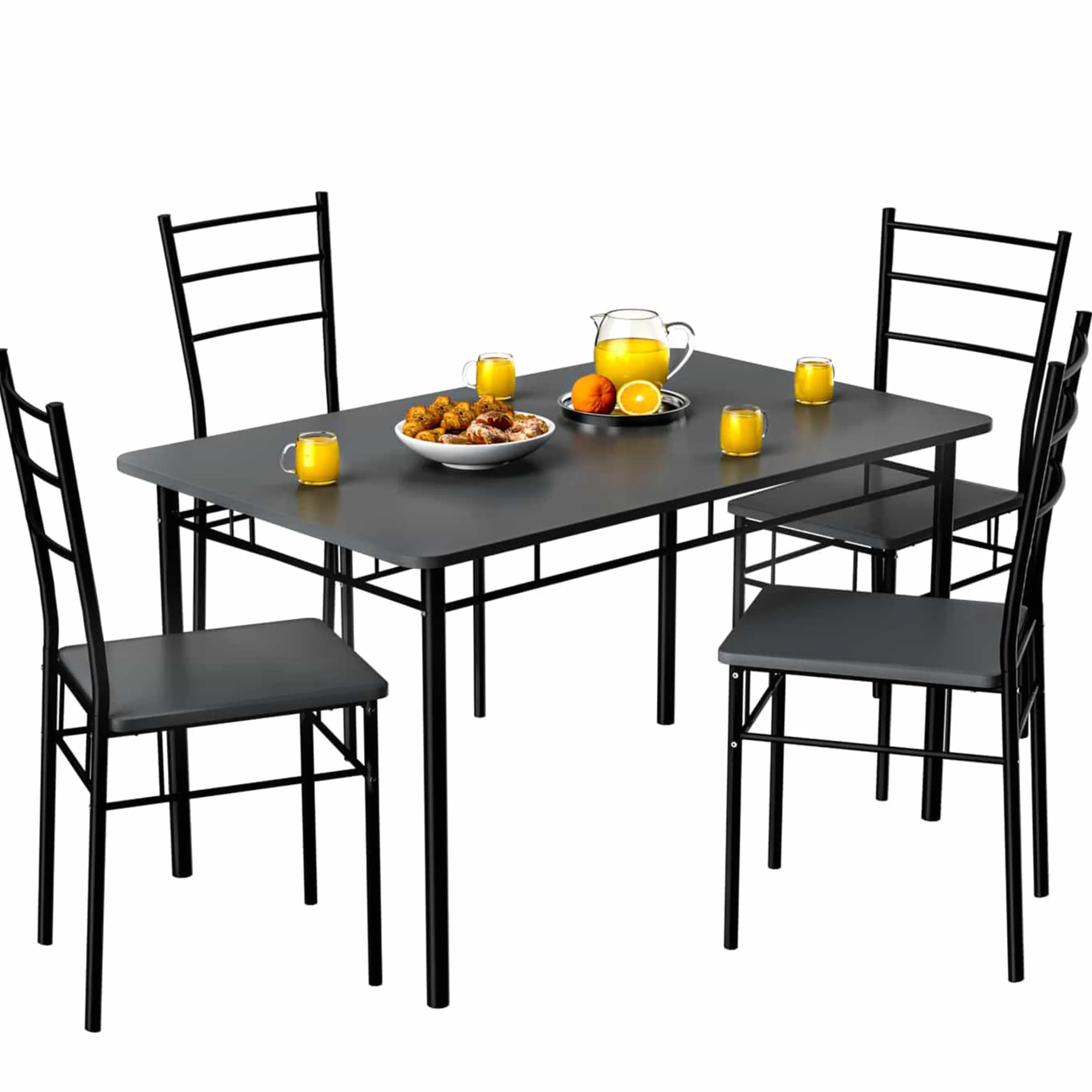 CASARIA® Juego de Mesa y Sillas Comedor Completo, Set de Muebles de Cocina, 110x70cm, Conjunto para 4 Personas, Salon, Moderno, Madera 5 Pzs., Rectangular, Ahorra Espacio Compacto, Capacidad 125KG