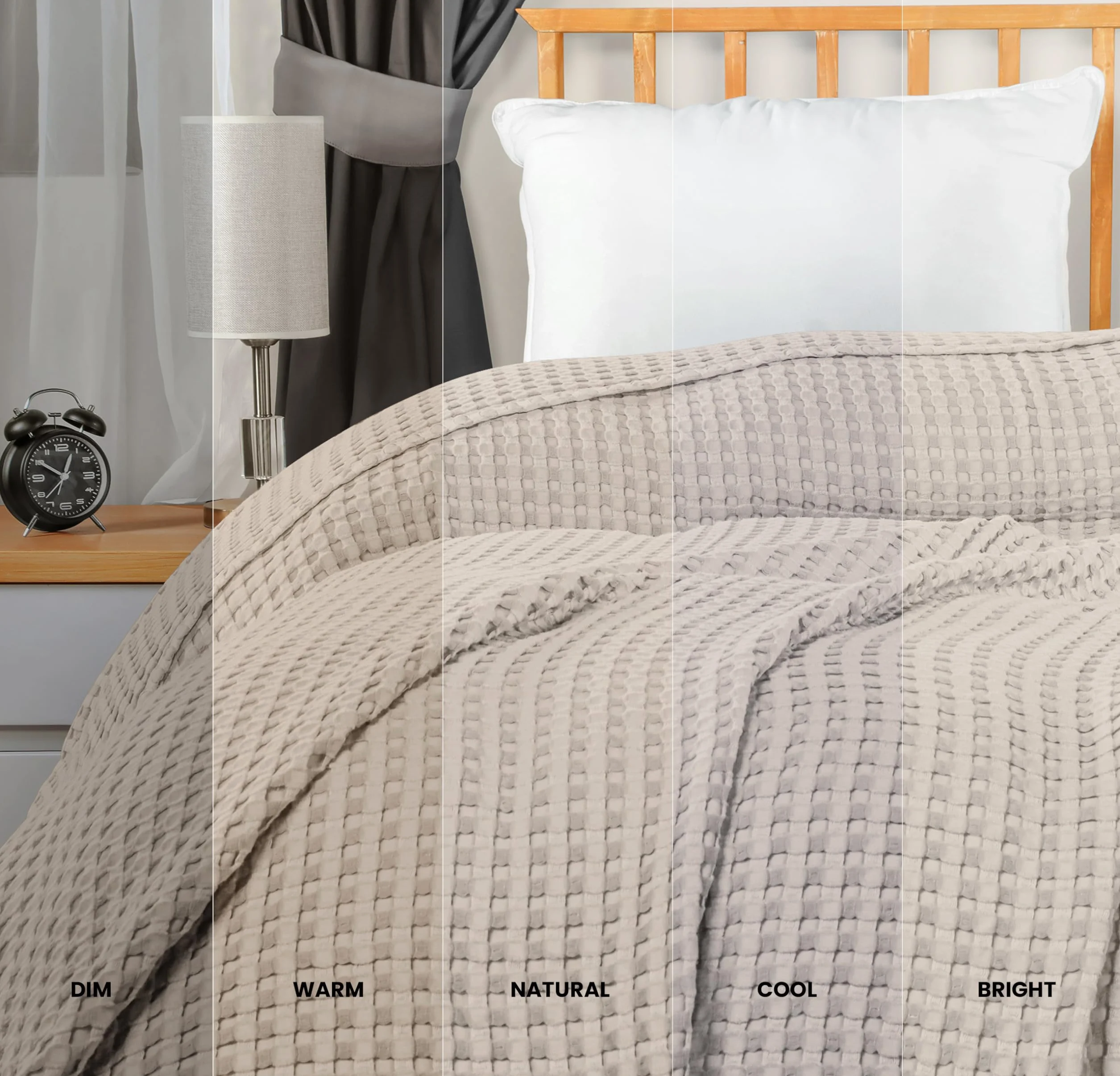 Utopia Bedding Manta Tipo Gofre De Algodón De 300 gsm (Caqui - 228x182 cm), Edredón Suave, Ligero Y Transpirable para Todas Las Estaciones