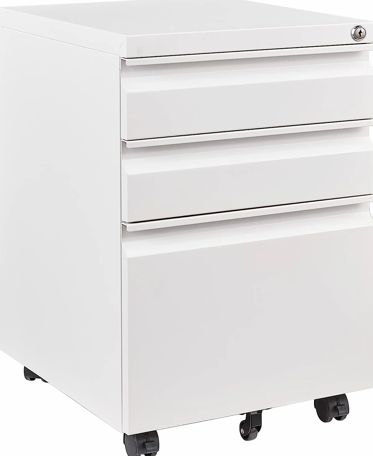 Cajonera de Oficina Armario Archivador Móvil con Cerradura Cajonera con Ruedas para Archivos con 3 Cajones Mueble Archivador Gabinete de Archivos Móvil para Estudio Despacho 39 x 50 x 62 cm Blanco