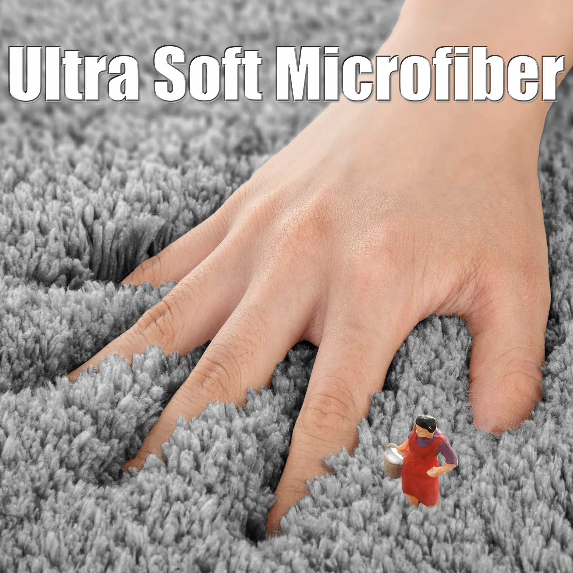 Alfombra de baño ultra gruesa y larga antideslizante, altamente absorbente, alfombra de baño para baño, alfombra de noche súper suave de microfibra, 50 x 178 cm, gris oscuro