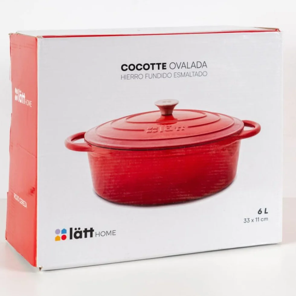 Cocotte Hierro Fundido Esmaltado Naranja. Olla Ovalada 33x11 CM - 6 L. Elegante, Resistente, Especial para Inducción y Apta para todos tipo de Cocina
