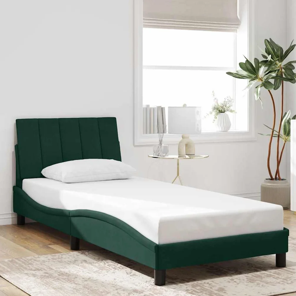 Cama de terciopelo LED, 90 x 200 cm, con forma de onda, para jóvenes y invitados, marco de madera de metal, montaje