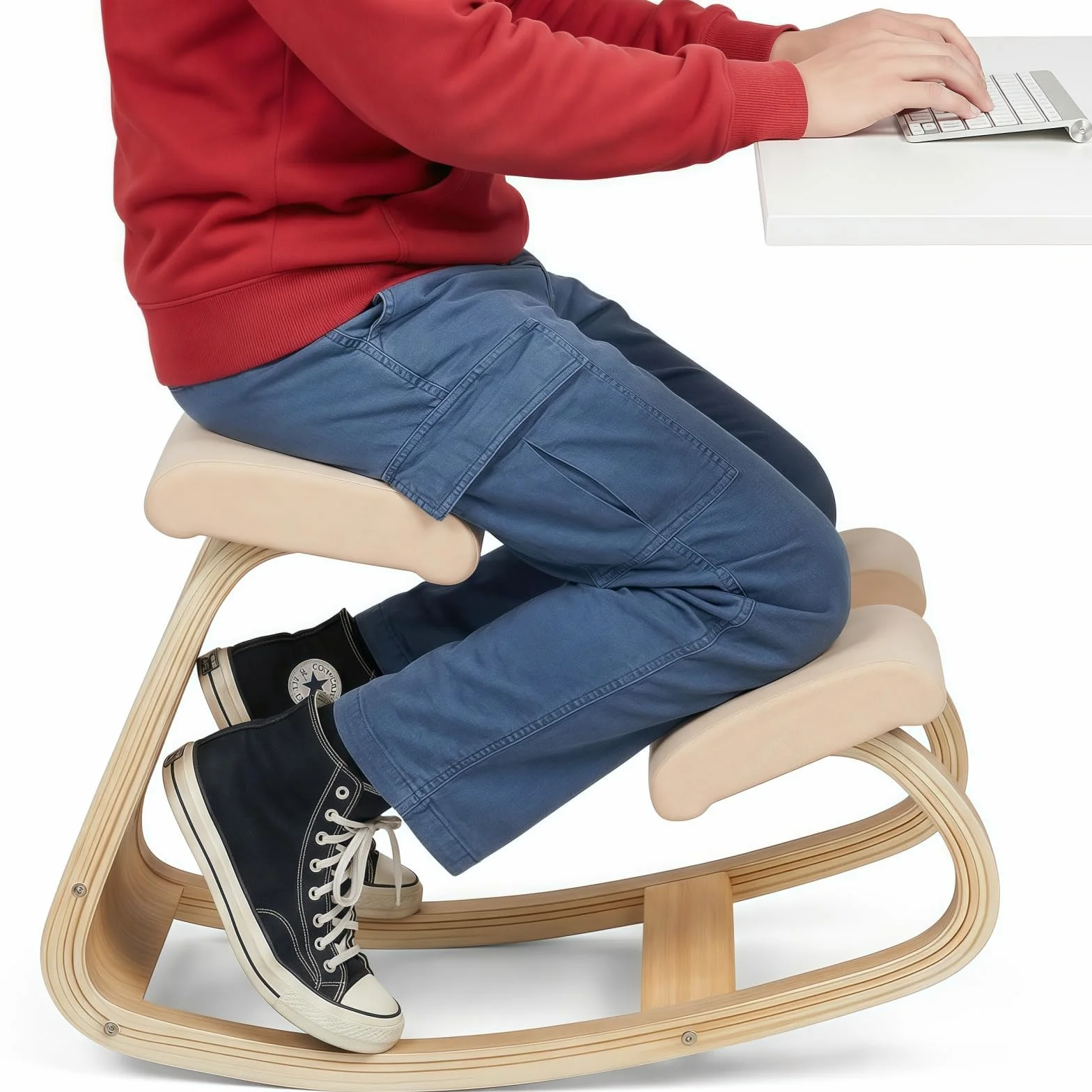 Silla ergonómica para rodillas de madera negra, corrector de postura para oficina en casa y meditación, solución de escritorio para aliviar el dolor de espalda y cuello y mayor comodidad