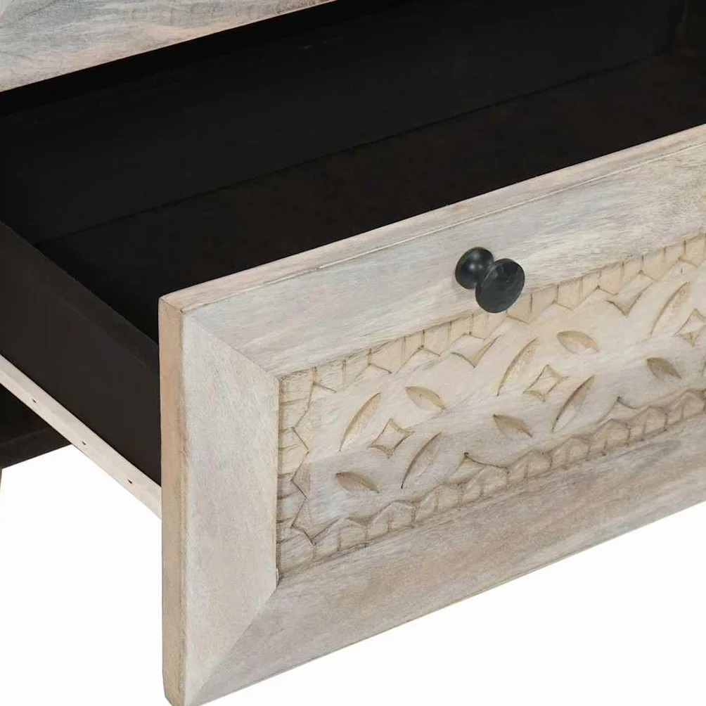 vidaXL Vitrina 60 x 33 x 75 cm Madera Maciza de Mango Blanco