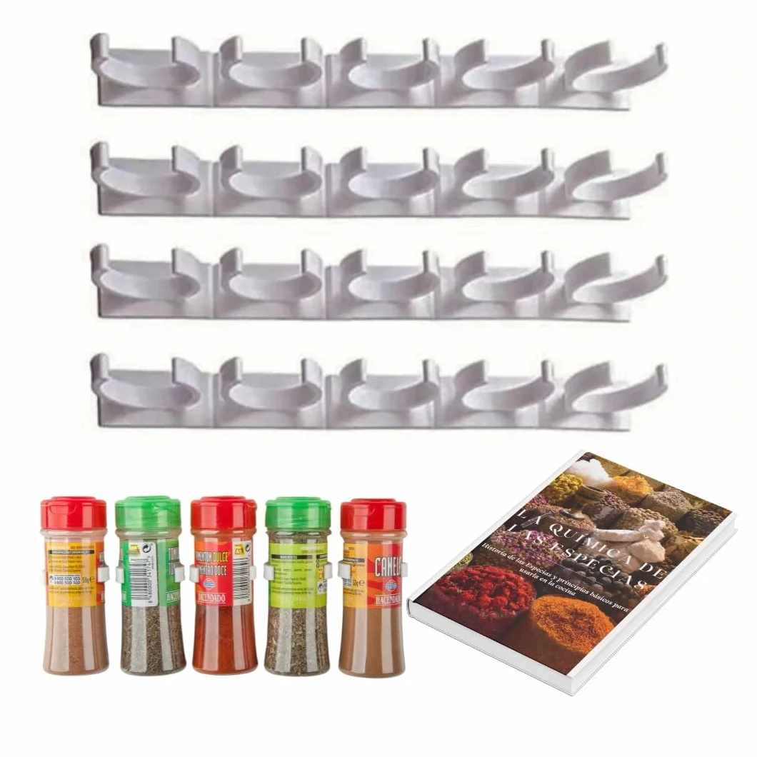 Especieros para cocina, Organizador de pared, Soporte botes especias estantería, Codimentero 20 botes