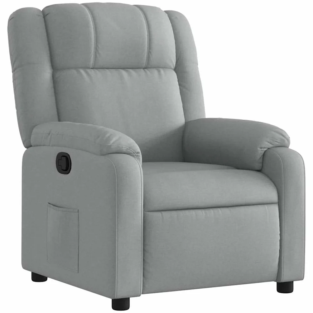 vidaXL Sillón Reclinable, Silla con Respaldo Reposabrazos, Sillón de Relax Descanso TV, Asiento Ajustable para Ancianos, Tela Gris Claro