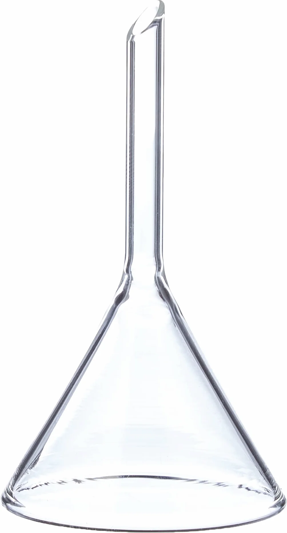 Embudo de vidrio de sodio cal resistente al calor mango corto 60° 55 mm pequeño químico transparente