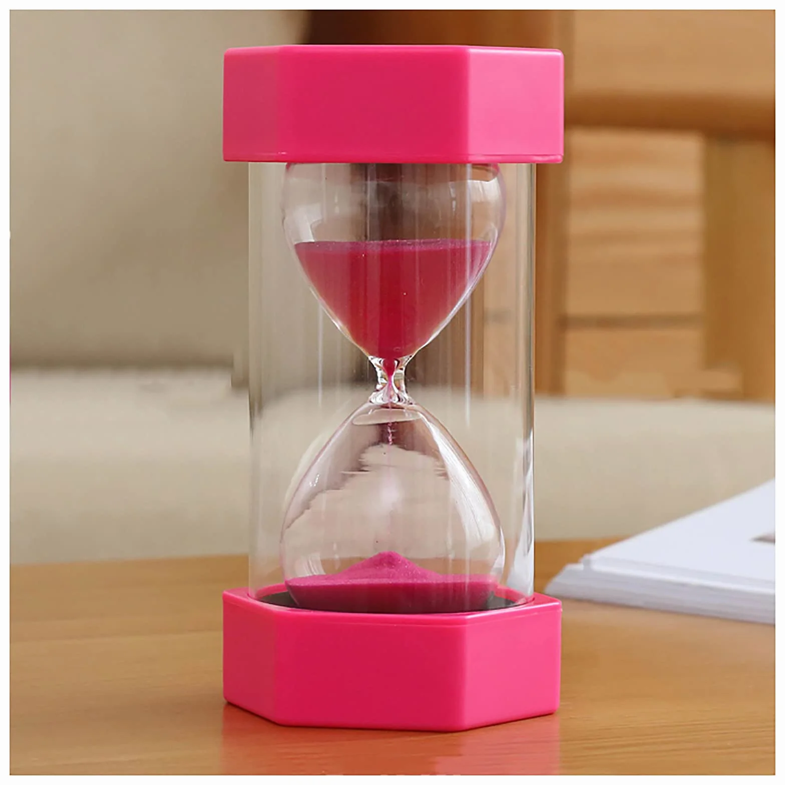 Temporizador, Reloj de Arena for niños, Temporizador Cocina 15, 20, 30 y 60 Minutos, Ideal for, aulas, Juegos, Oficina educación en casa(Roze,60 Minutes)