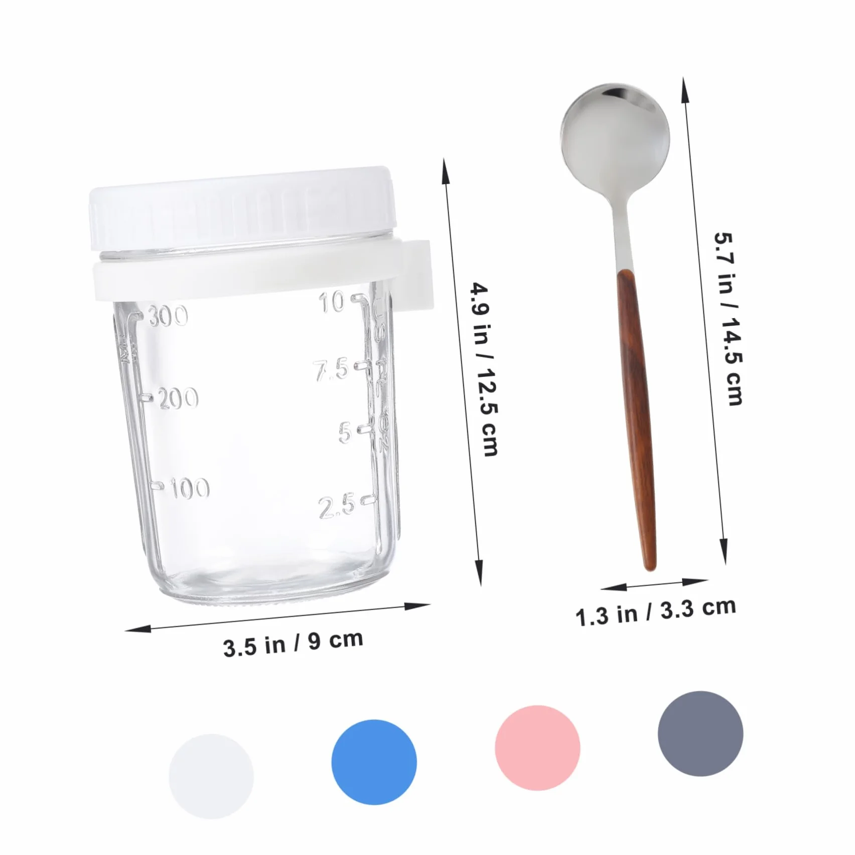 IMIKEYA Frascos de Vidrio Herméticos 400ml con Tapa y Cuchara, 4 Unidades | Boca Grande, Silicona Incluida, Cocina y Dormitorio, Prevención de Impurezas, Cierre a Prueba de Fugas