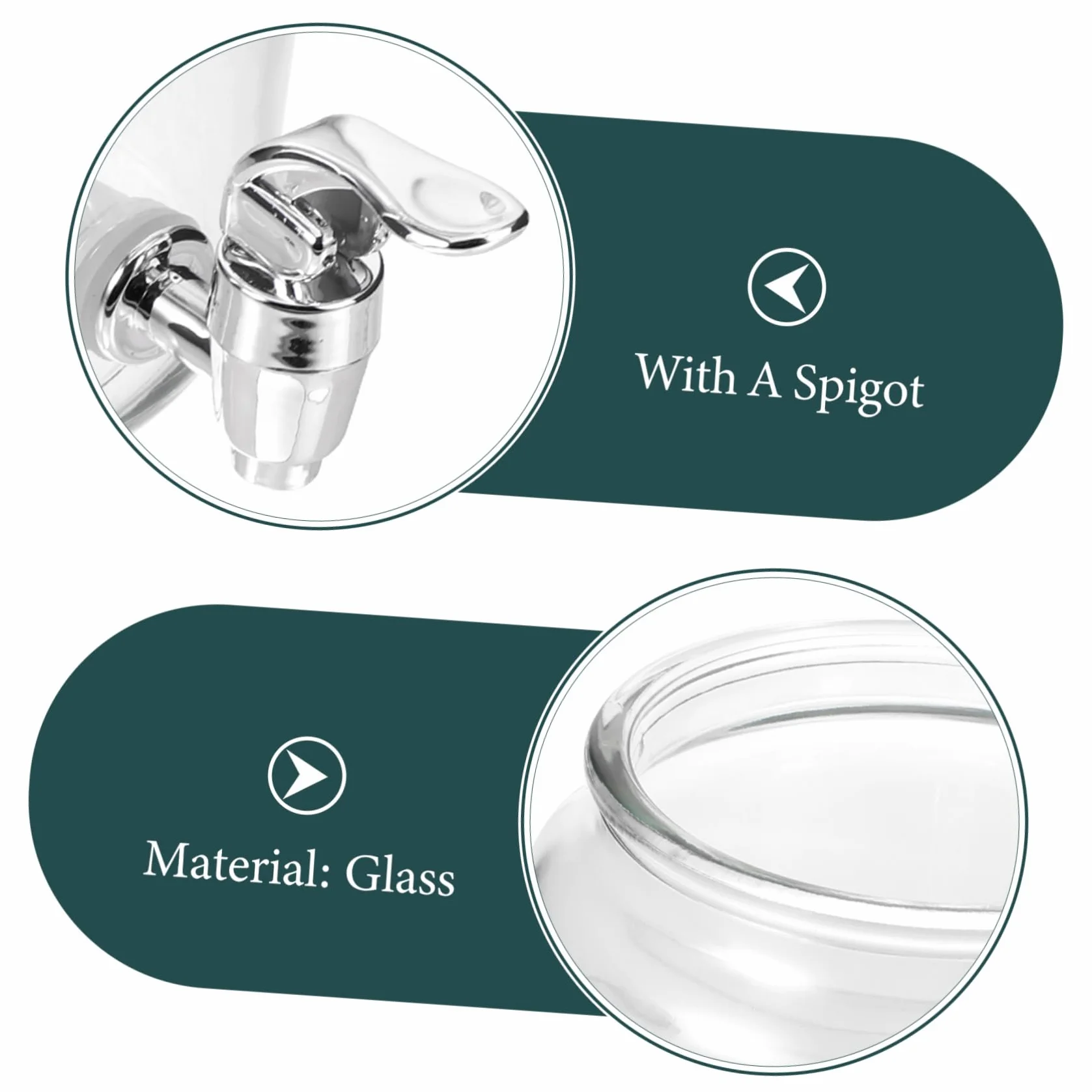 ULTECHNOVO Dispensador de Bebidas con Grifo de Vidrio Claro, Botella para Almacenar Vino con Diseño Simple y Práctico, Adecuado para Uso en Casa o Eventos