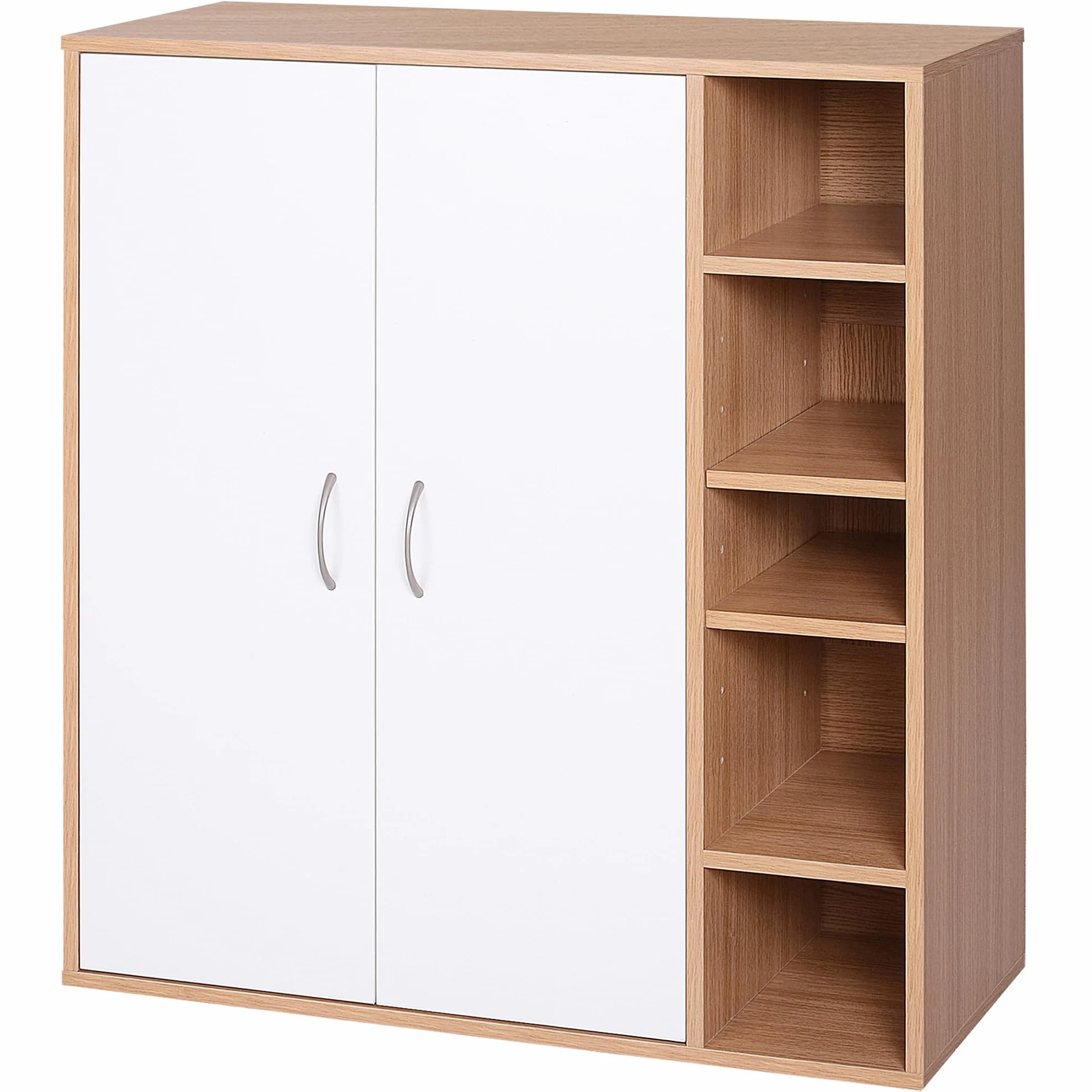HOMCOM Armario Gabinete Consola Armario Bajo Mueble Organizador de Almacenaje Multiusos de Cocina Comedor Salón Baño con Puertas y Estantes Ajustables 80x32x91 cm