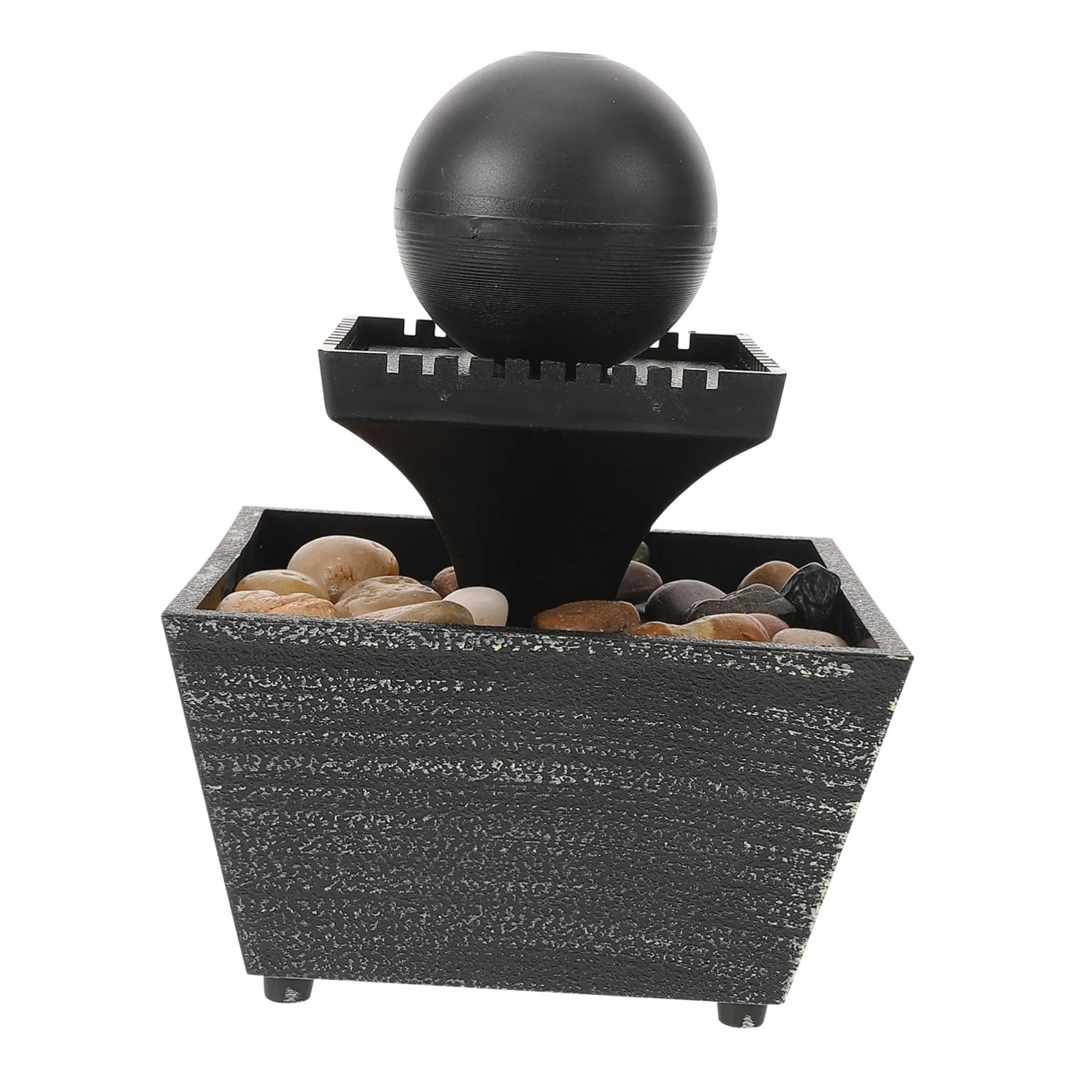 Fuente Decorativa de Agua de Mesa en Resina Negra Estilo Chino Pack de 2 Piezas Pequeña Fuente Zen para Decoración de Oficina y Hogar