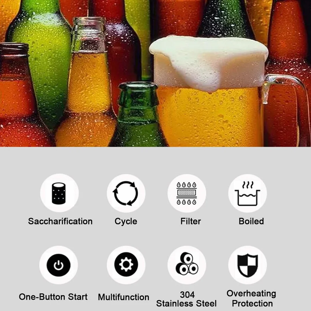 Máquina Eléctrica para Elaborar Cerveza, Kit para Uso Doméstico Y Comercial, Ideal para Principiantes con Todo Incluido, 40 L